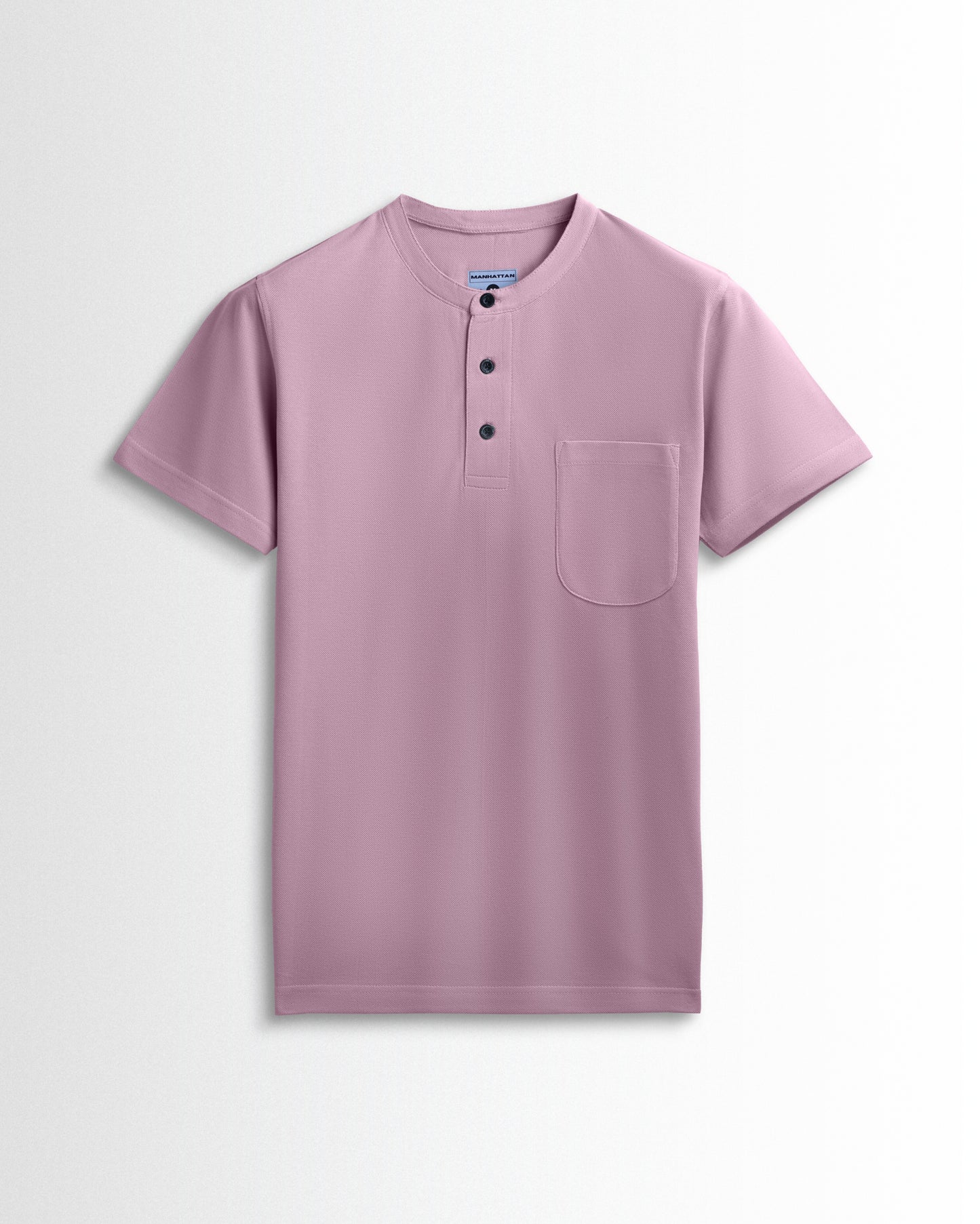 Pure Cotton Henley Pocket T shirts (Soft Berry)