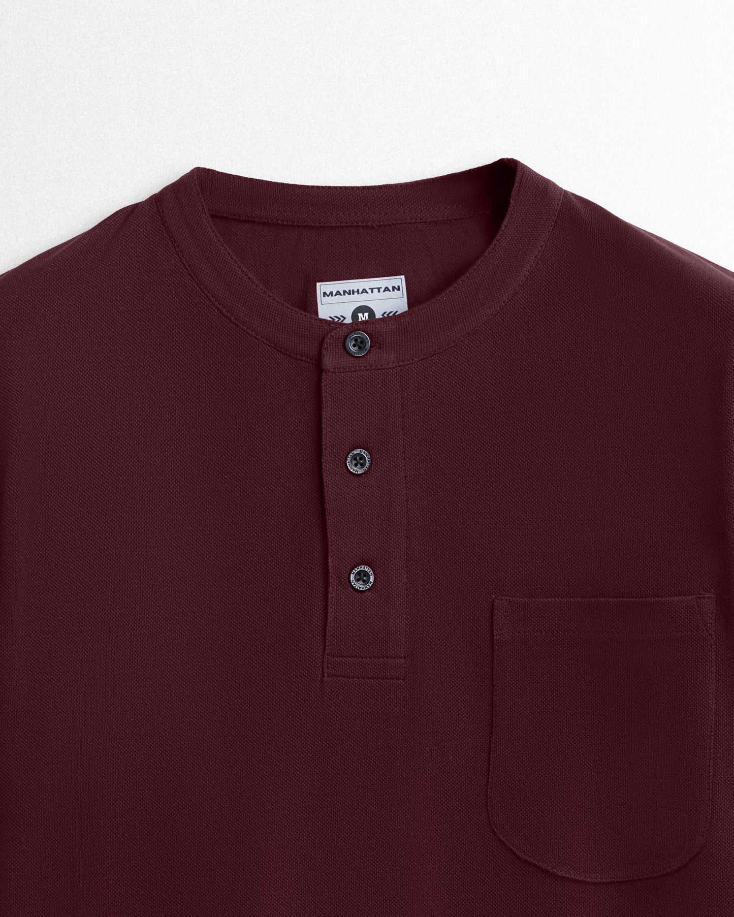 Pure Cotton Henley Pocket T shirts (Maroon)