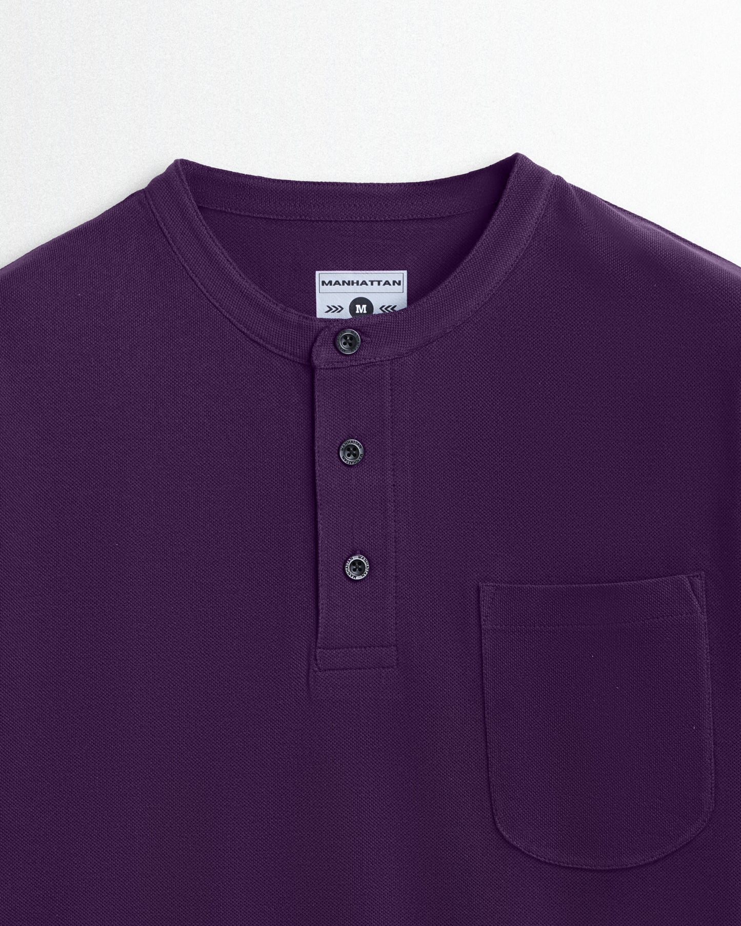 Pure Cotton Henley Pocket T shirts (Purple)
