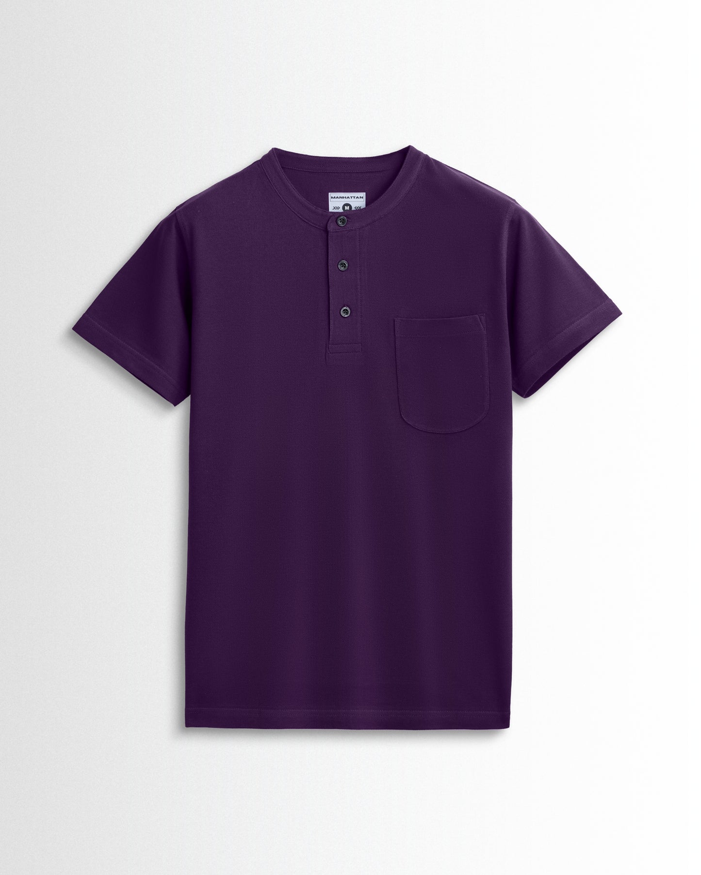 Pure Cotton Henley Pocket T shirts (Purple)