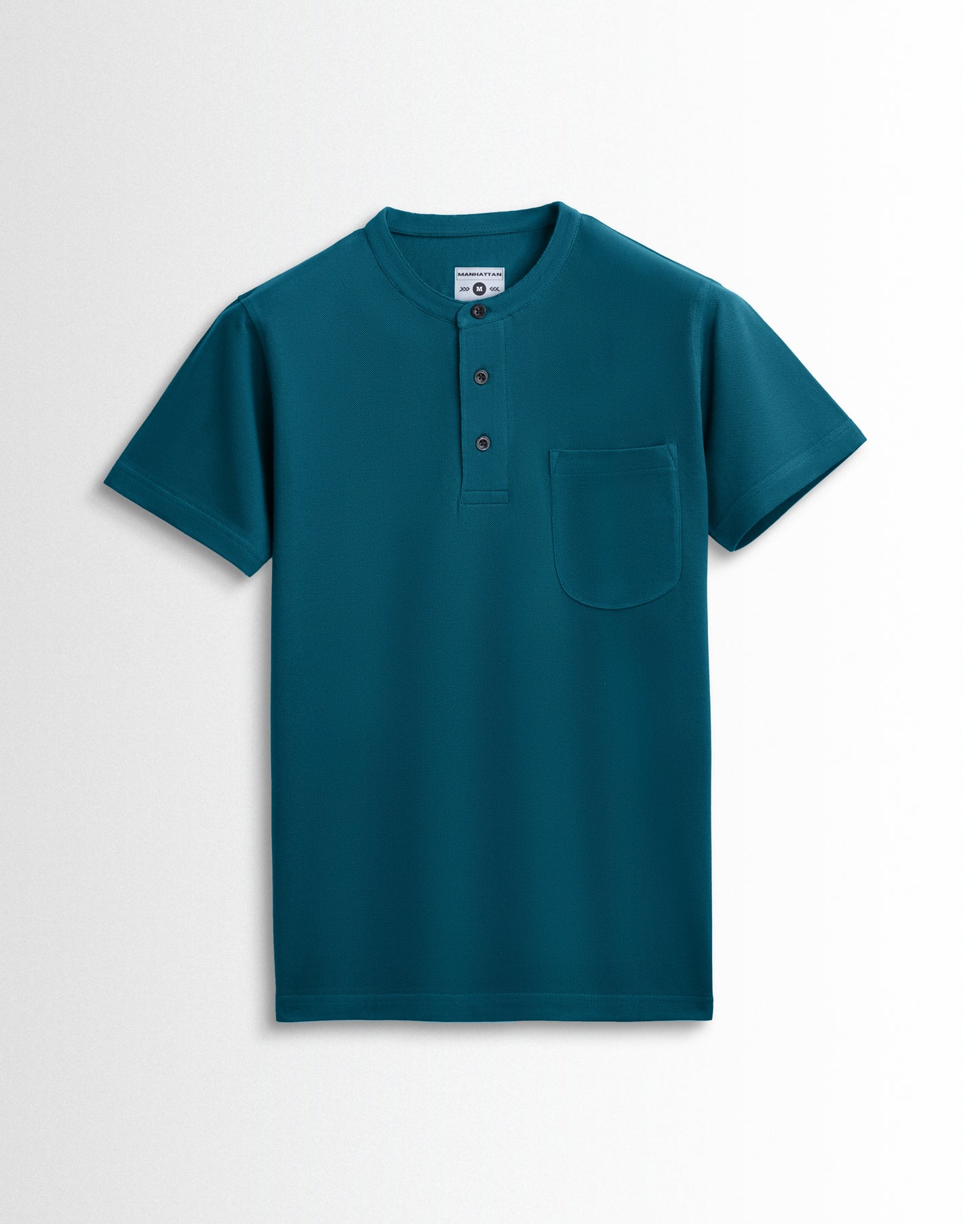 Pure Cotton Henley Pocket T shirts (Teal Green)