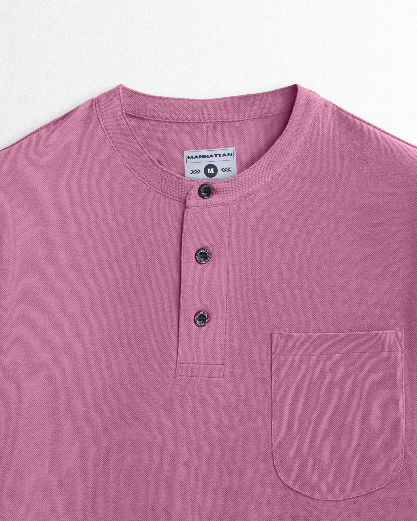 Pure Cotton Henley Pocket T shirts (Bubble Gum Pink)