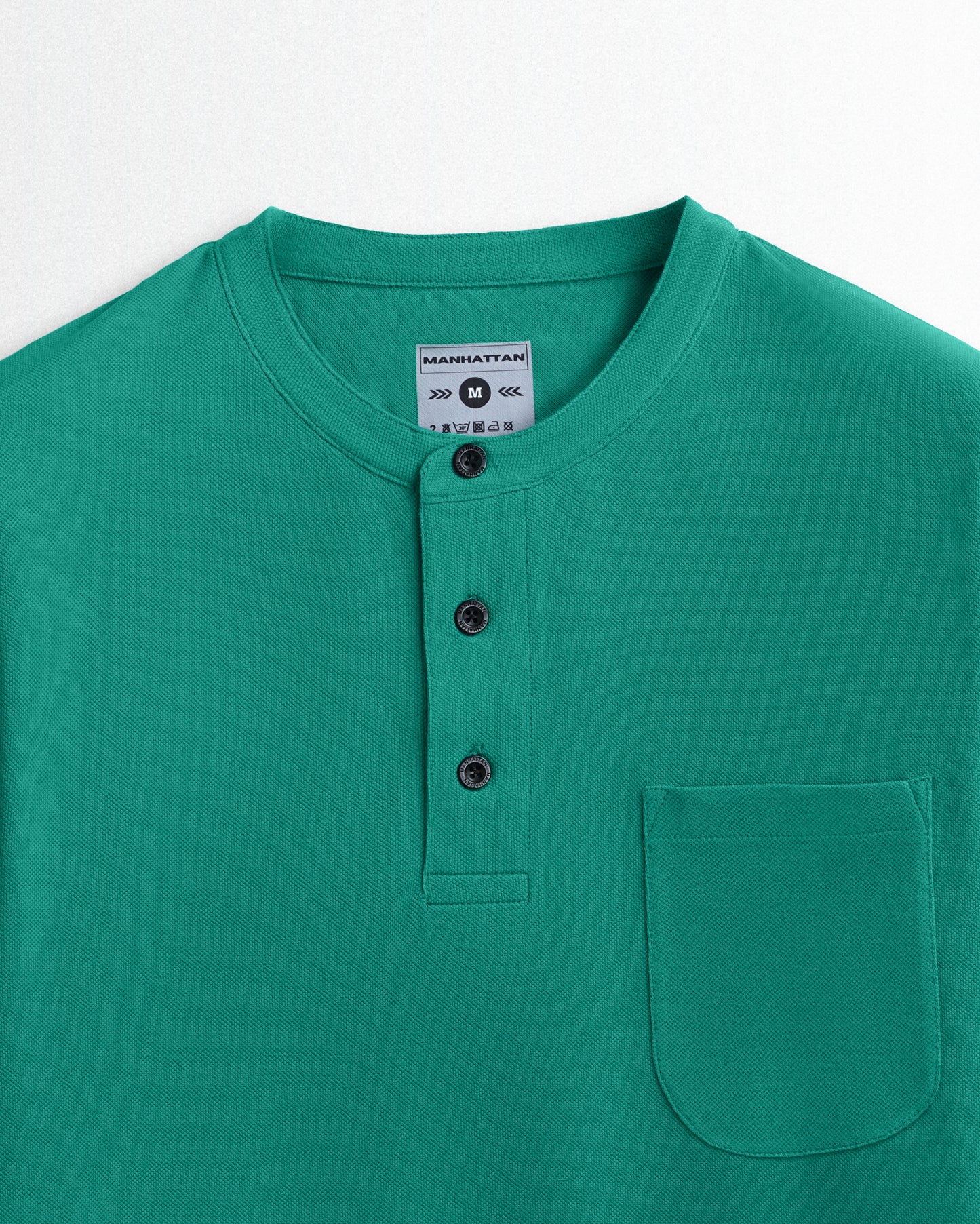 Pure Cotton Henley Pocket T shirts (Jade Green)