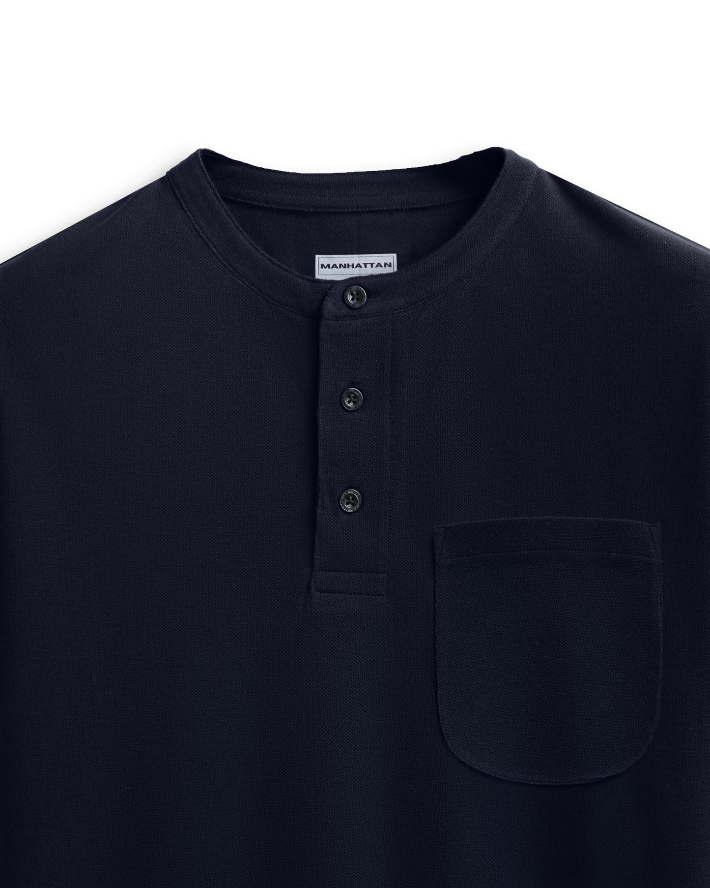 Pure Cotton Henley Pocket T shirts (Navy)