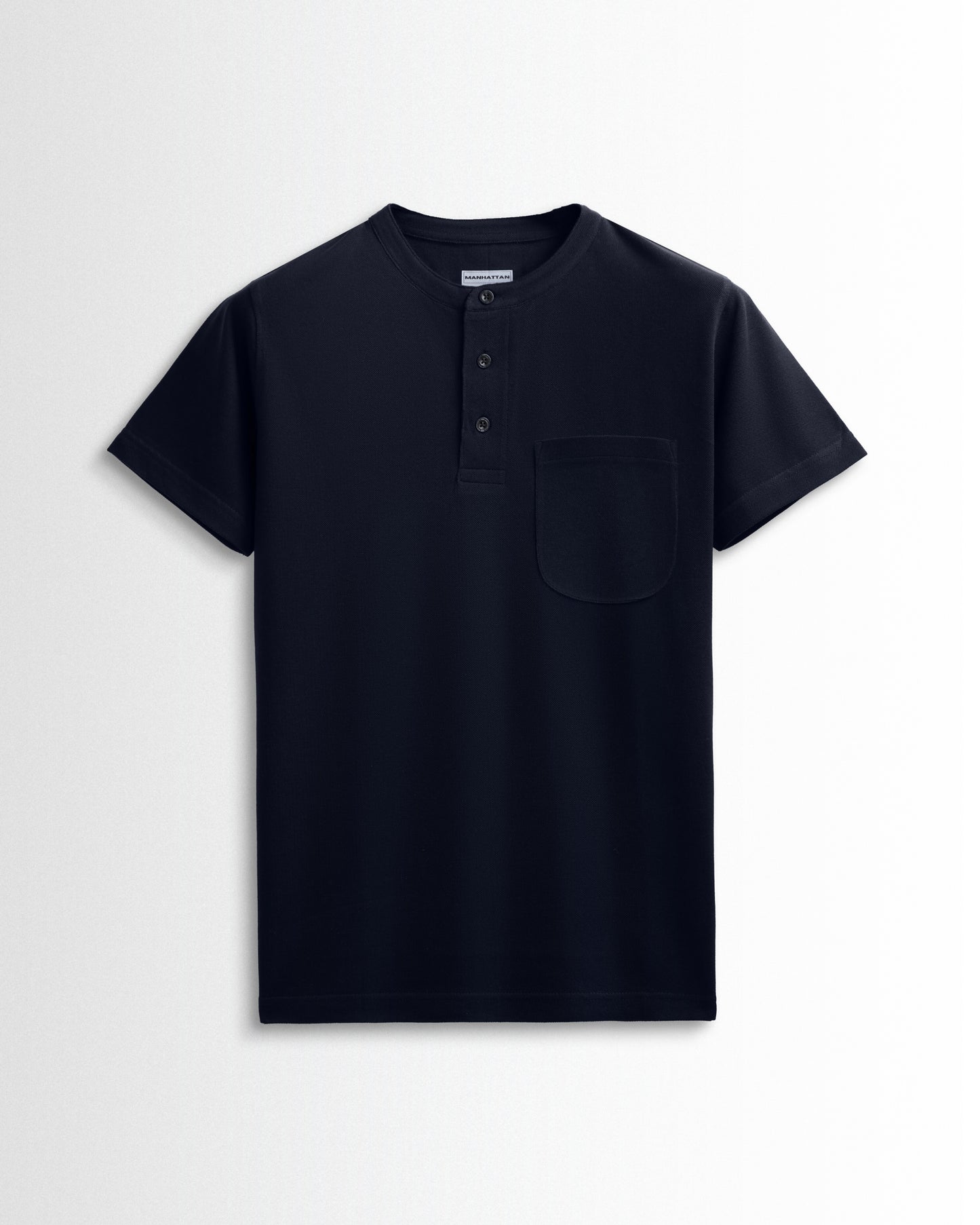 Pure Cotton Henley Pocket T shirts (Navy)