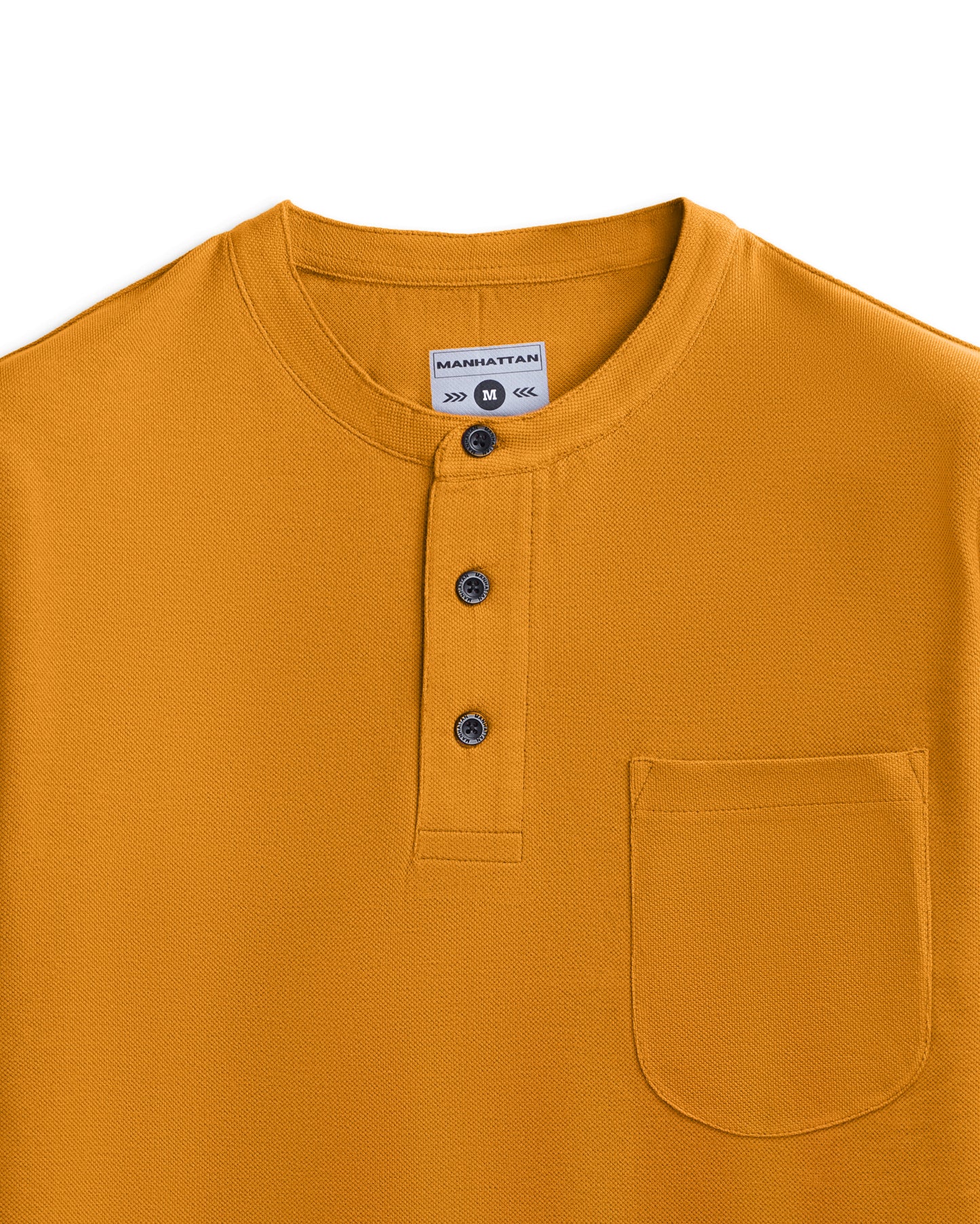 Pure Cotton Henley Pocket T shirts (Mustard)