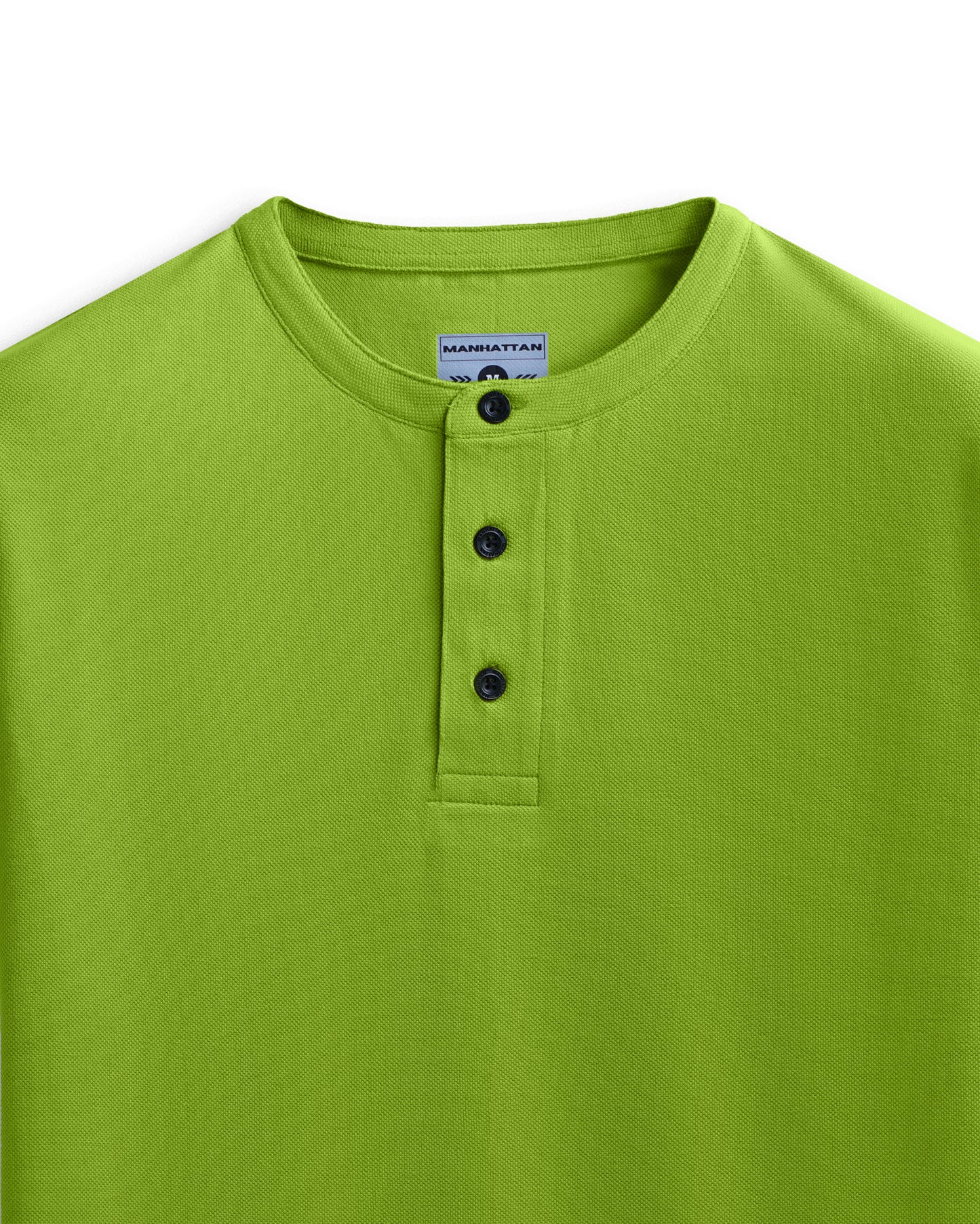 Pure Cotton Henley Without Pocket T Shirts (Apple Green)