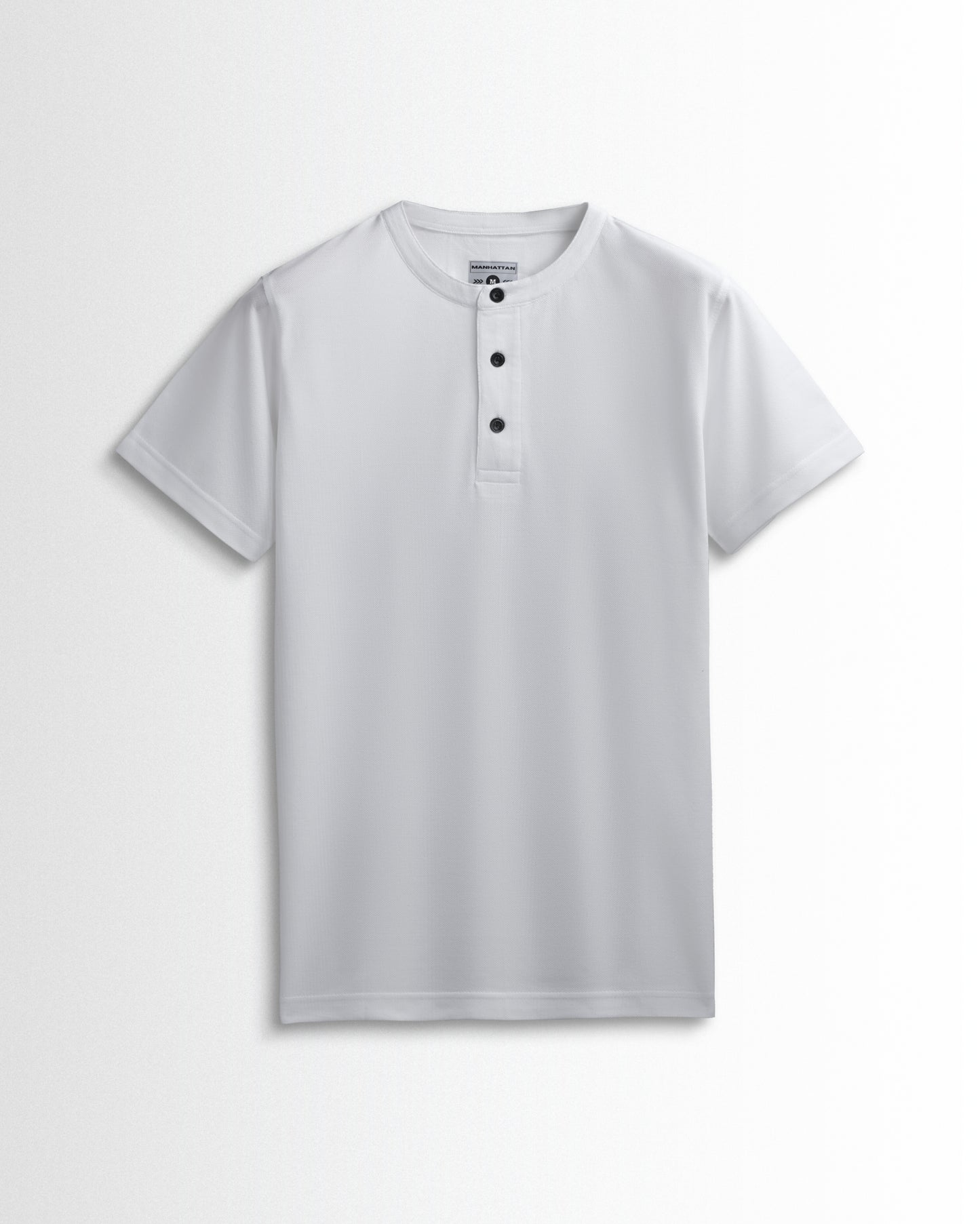 Pure Cotton Henley Without Pocket T Shirt (White)