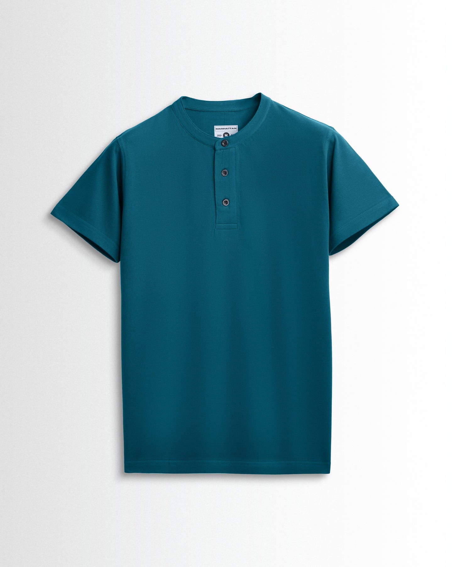 Pure Cotton Henley Without Pocket T Shirts (Teal Green)