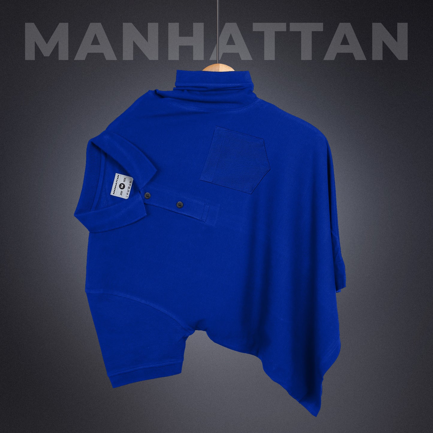 Pure Cotton Polo Pocket T Shirts (Azure Blue)