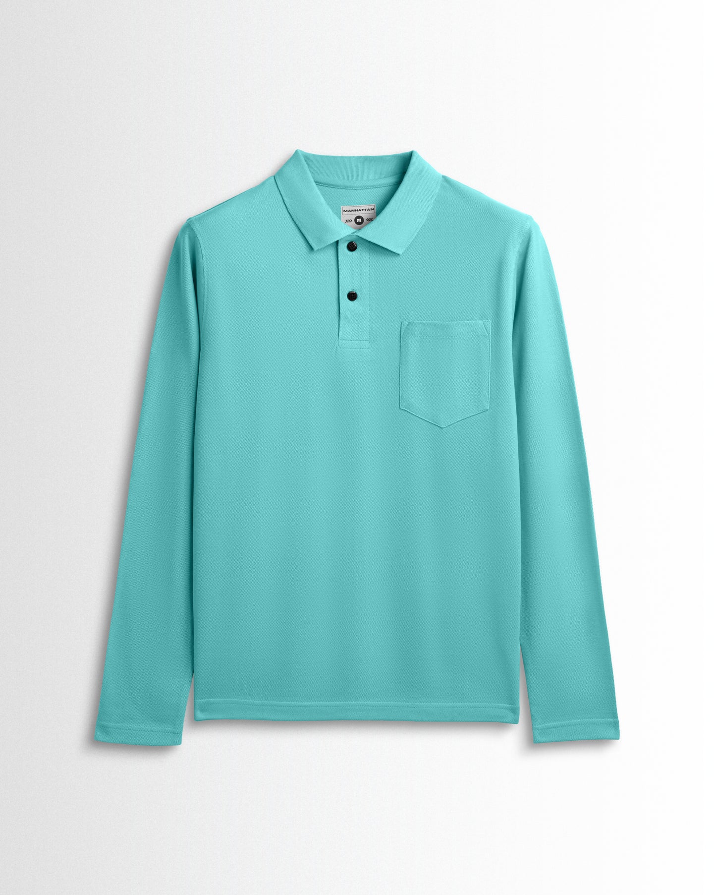 Cotton Polo Full Sleeve Unisex Mint Blue Pocket