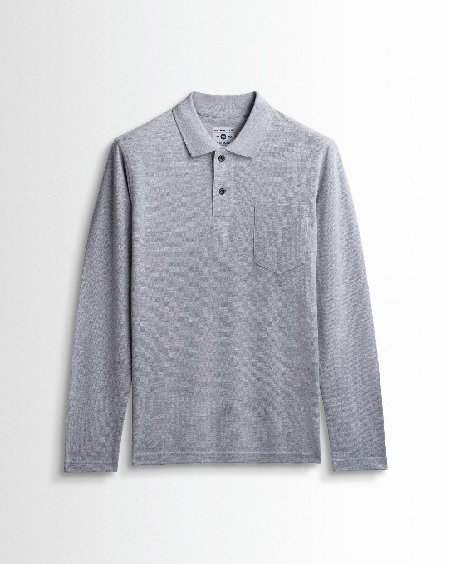 Rich in Cotton Polo Full Sleeve Pocket Unisex Silver Grey