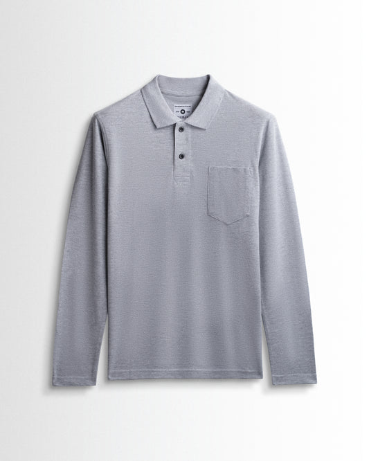 Rich in Cotton Polo Full Sleeve Pocket Unisex Silver Grey