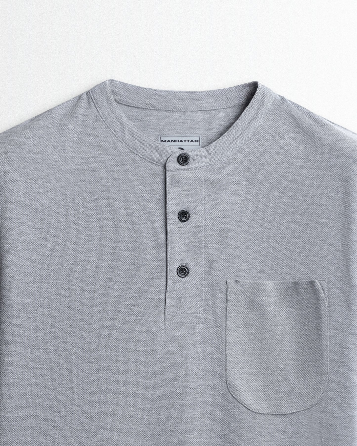 Rich in Cotton Henley Pocket T-shirts (Silver Grey)