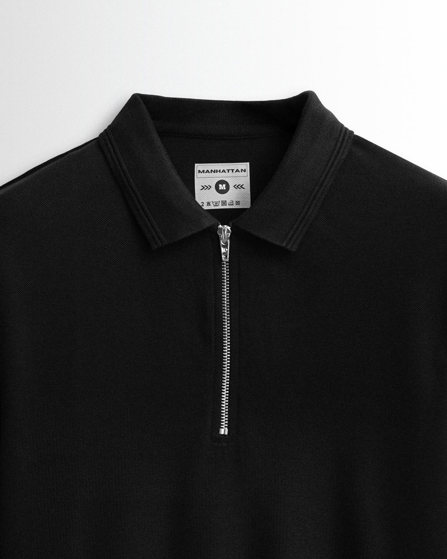 Polo Full Sleeve Silver Zipper Black Unisex
