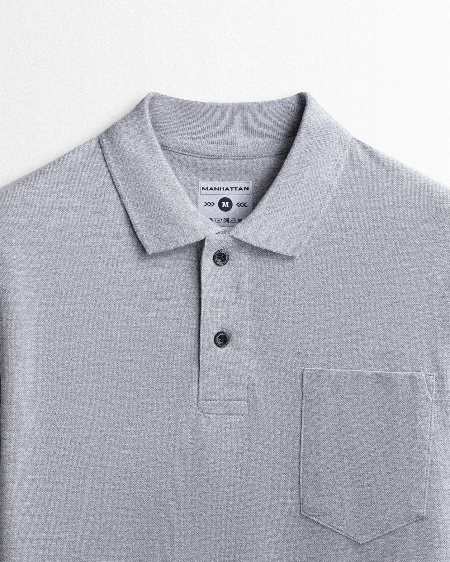 Rich in Cotton Polo Full Sleeve Pocket Unisex Silver Grey