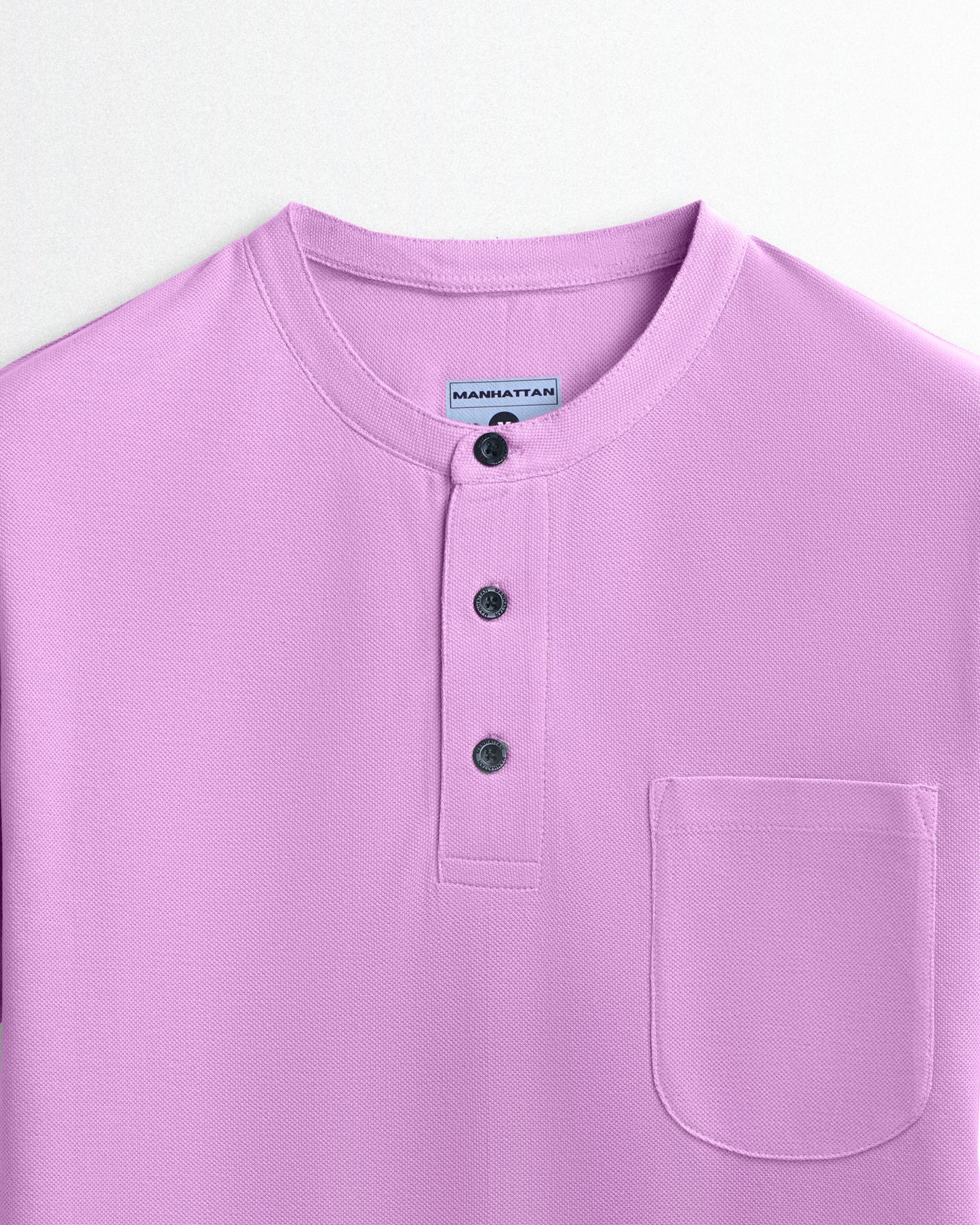 Pure Cotton Henley Pocket T shirts (Lilac)