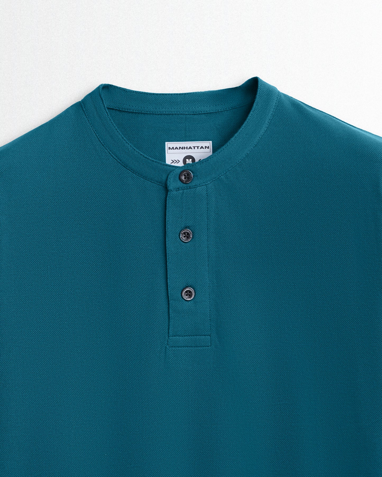 Pure Cotton Henley Without Pocket T Shirts (Teal Green)