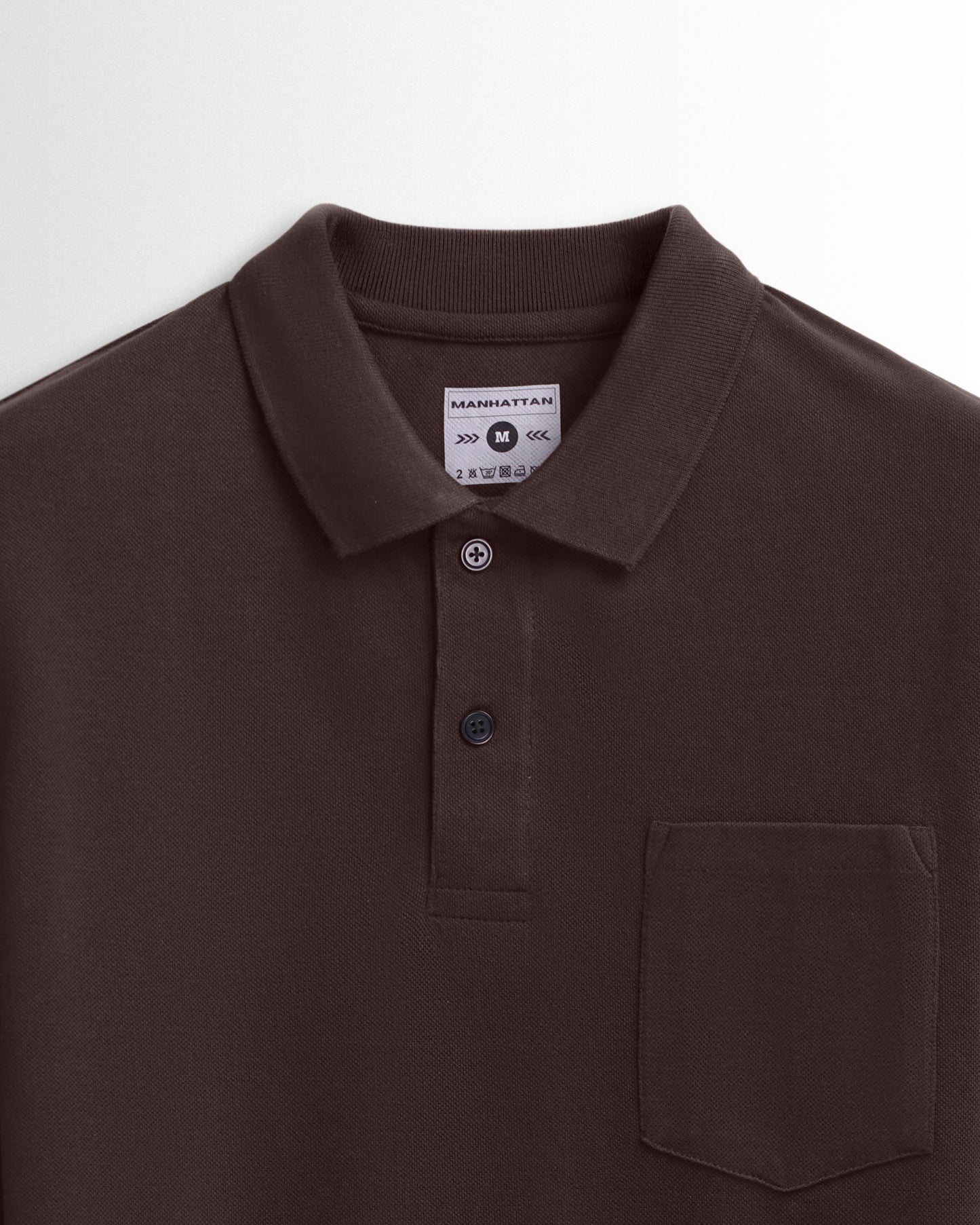 Cotton Polo Full Sleeve Unisex Coffee Brown Pocket