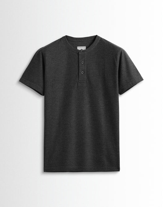 Rich in Cotton Henley Pocket T shirts (Dark Grey)