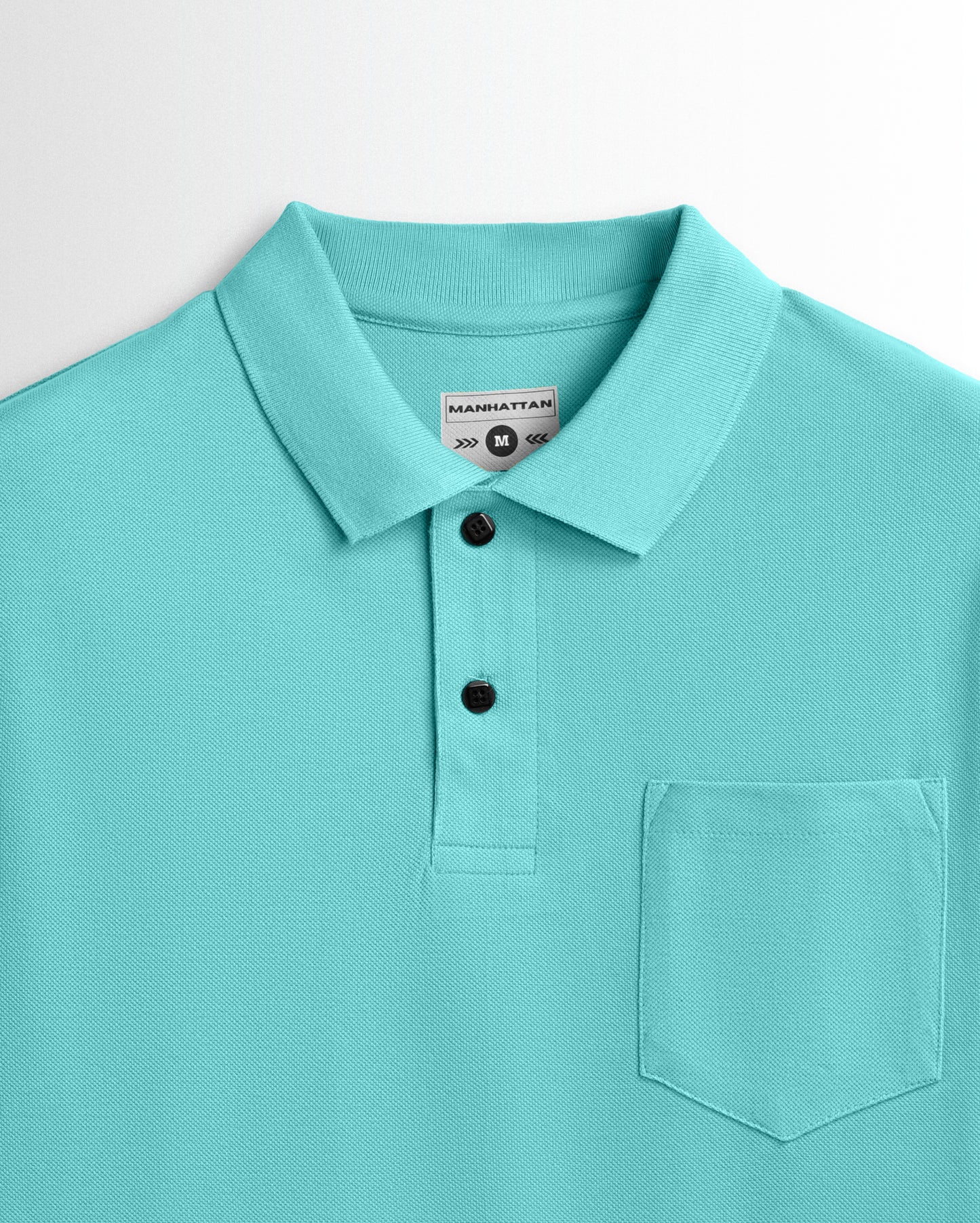 Cotton Polo Full Sleeve Unisex Mint Blue Pocket