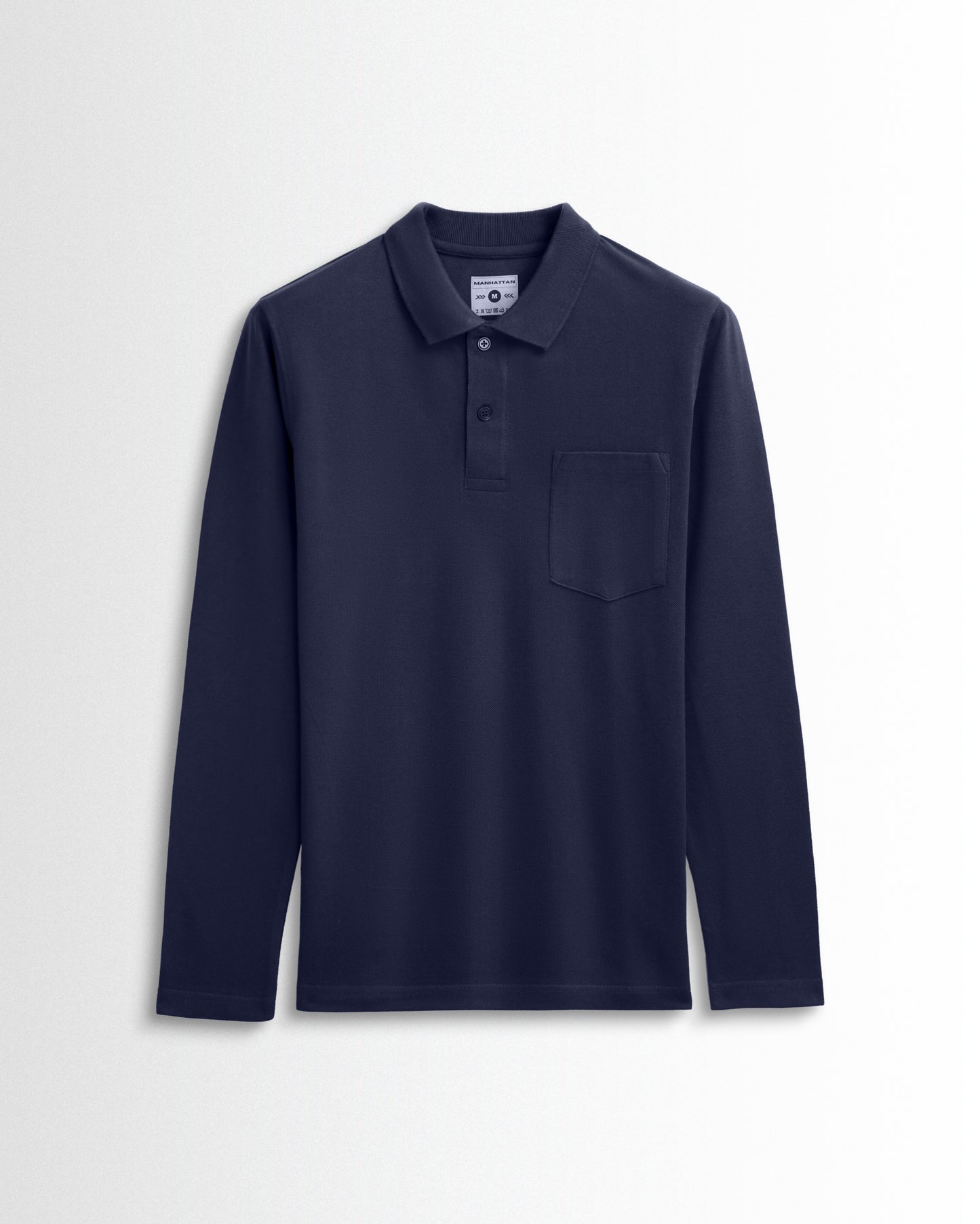 Cotton Polo Full Sleeve Unisex Navy Pocket
