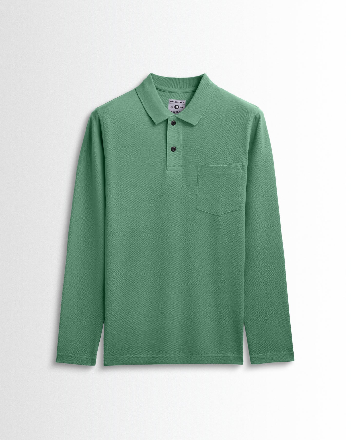 Cotton Polo Full Sleeve Unisex Olive Green Pocket