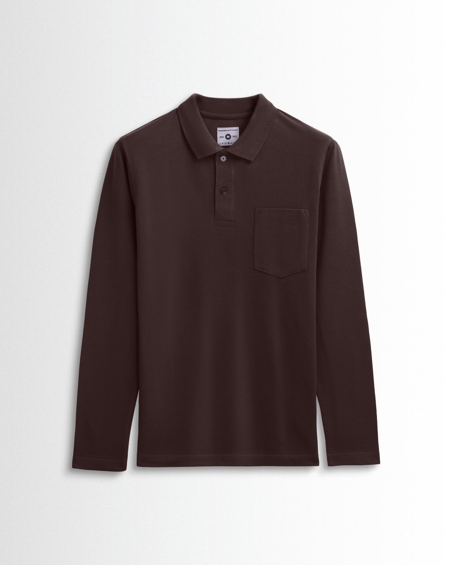 Cotton Polo Full Sleeve Unisex Coffee Brown Pocket