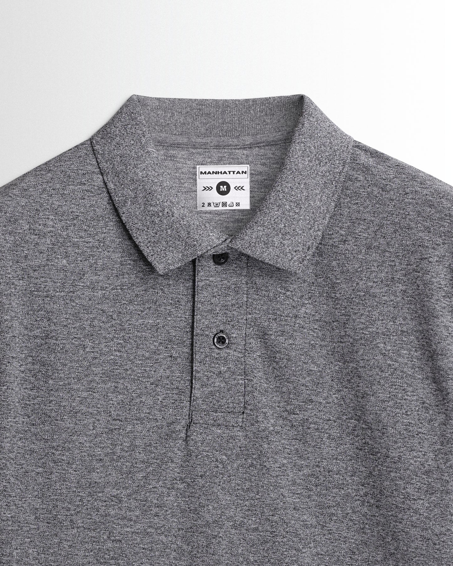 Active Wear Polo Full Sleeve Unisex Black Melange