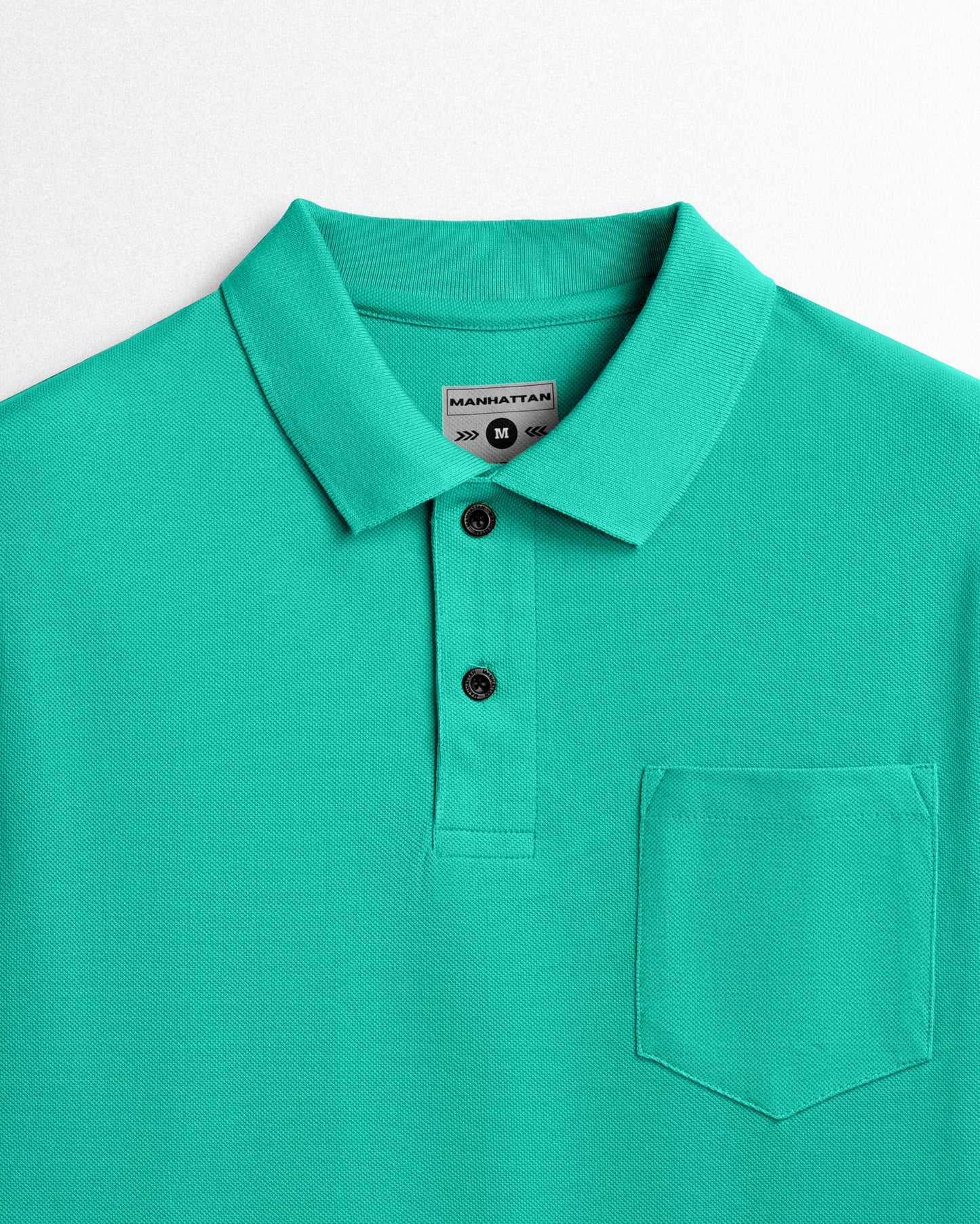 Cotton Polo Full Sleeve Pocket Unisex Jade Green