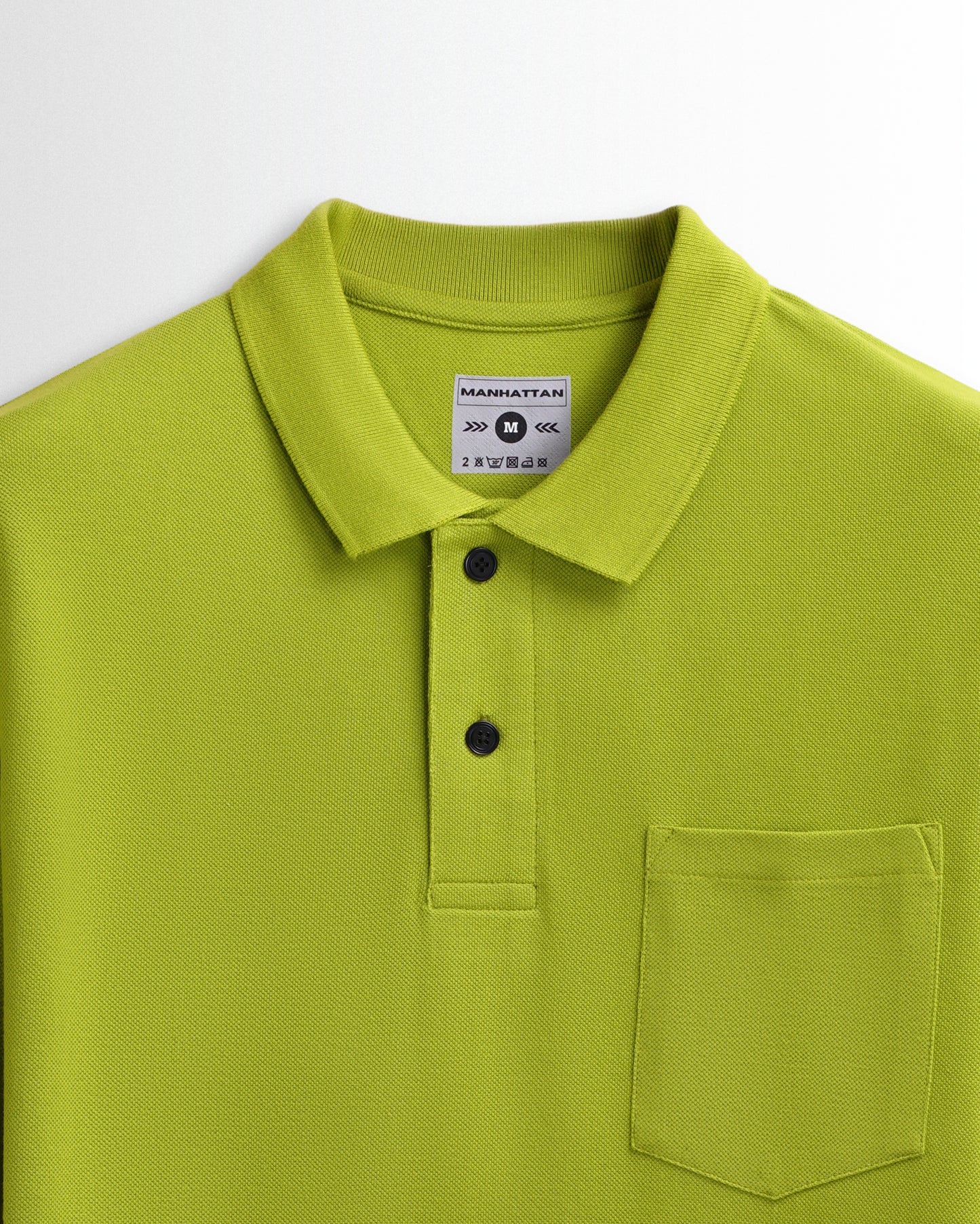 Cotton Polo Full Sleeve Unisex Apple Green Pocket