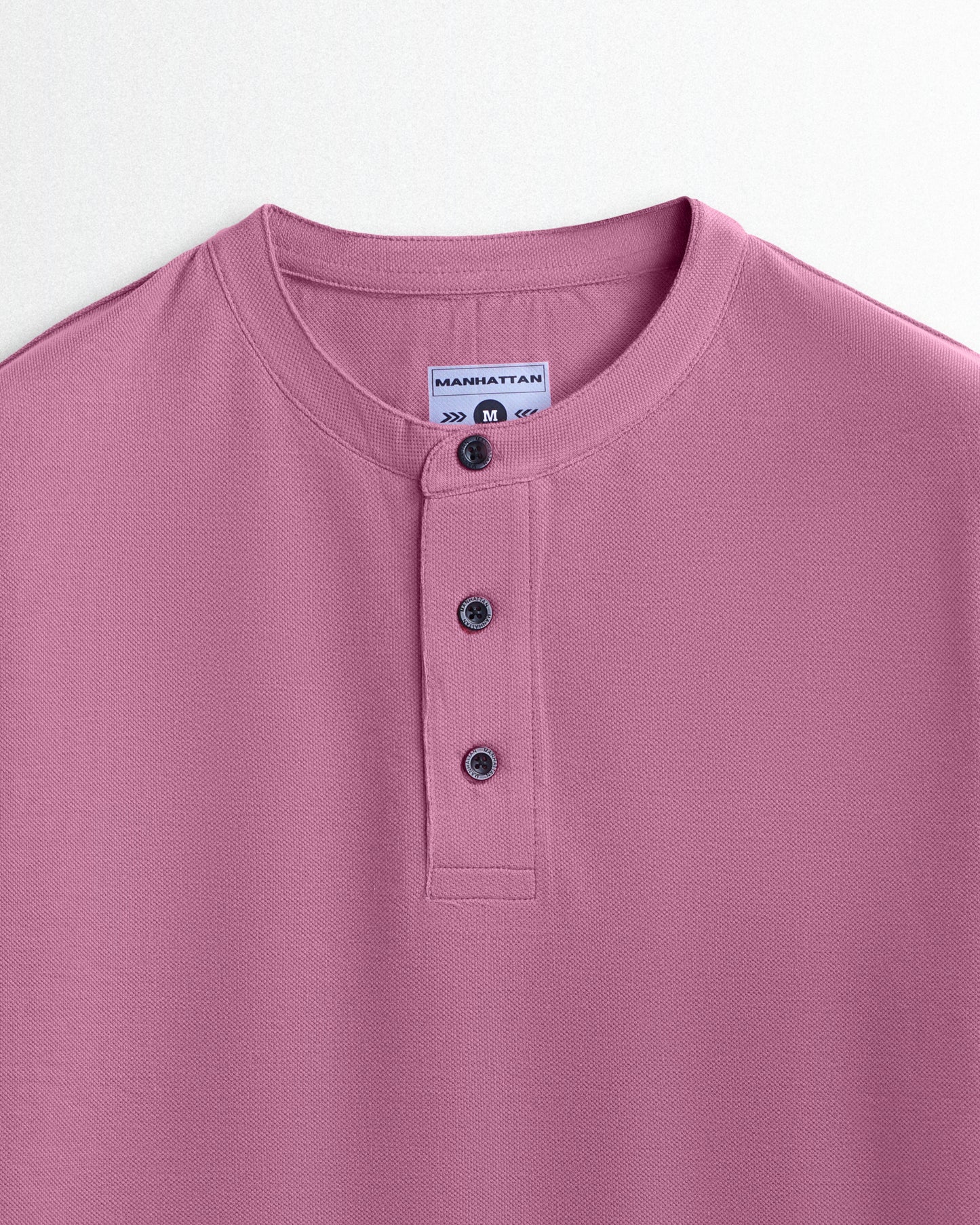 Pure Cotton Henley Without Pocket T Shirts (Bubble Gum Pink)
