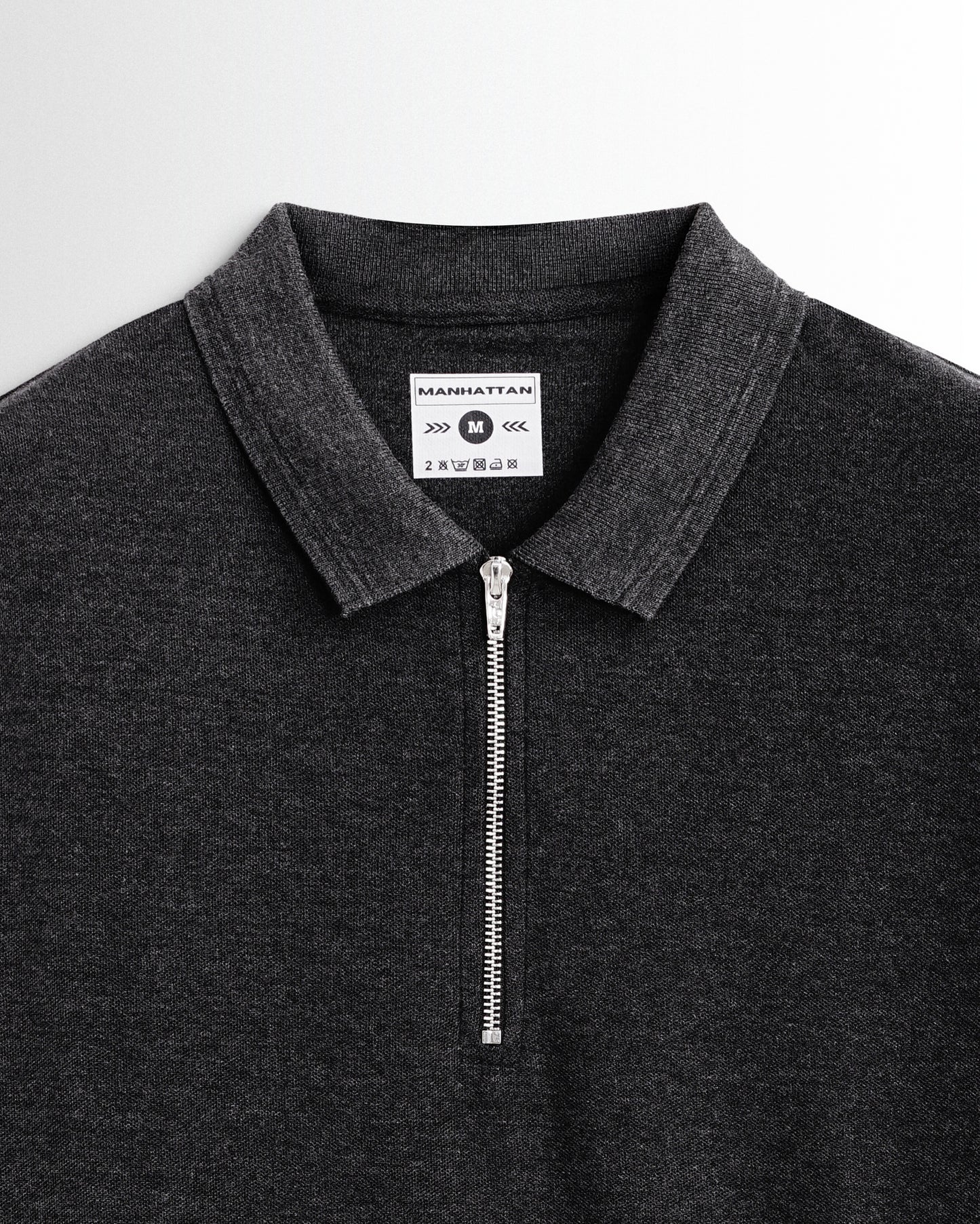 Polo Full Sleeve Silver Zipper Dark Grey Unisex
