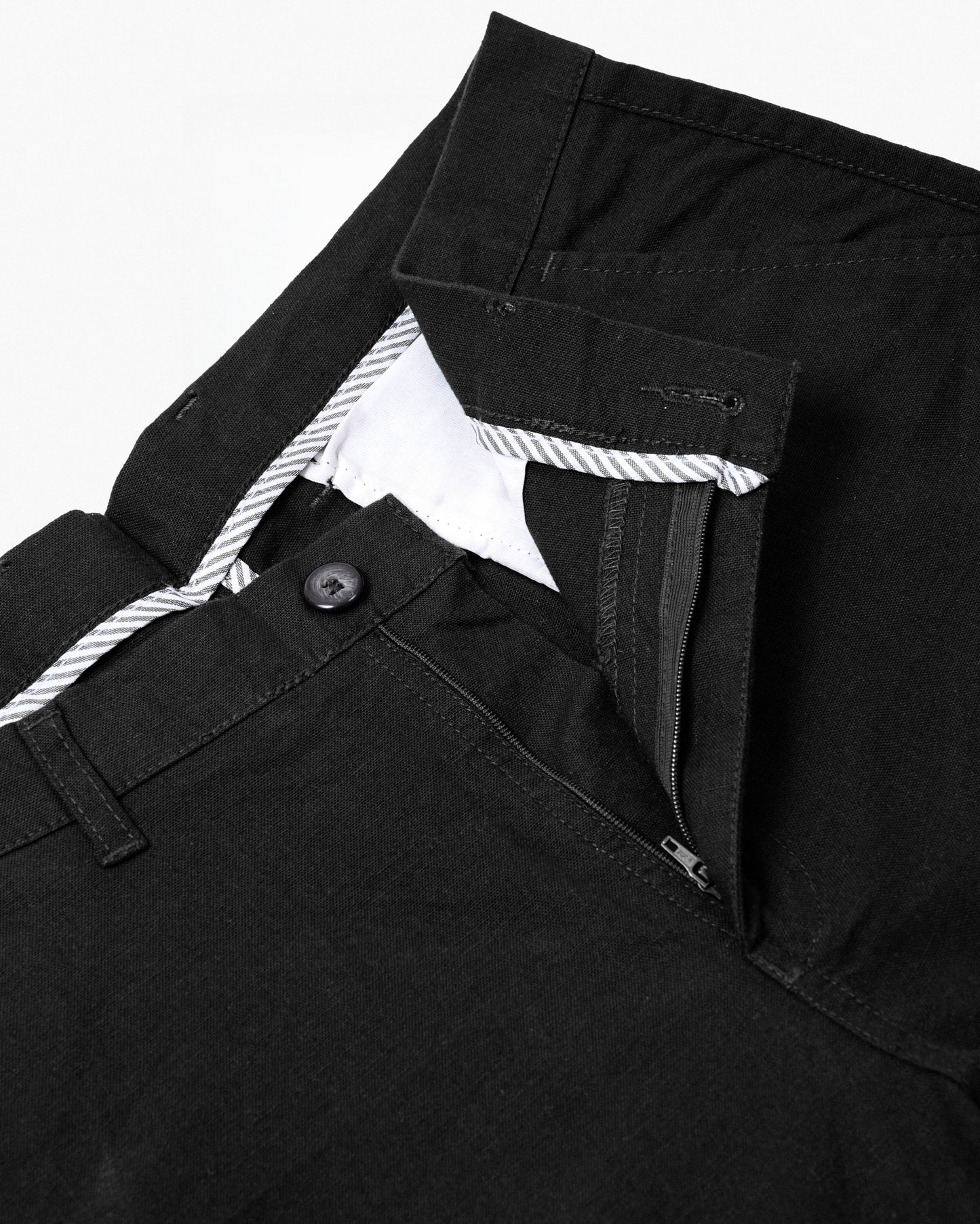 Cotton Casual Pants Black Linen