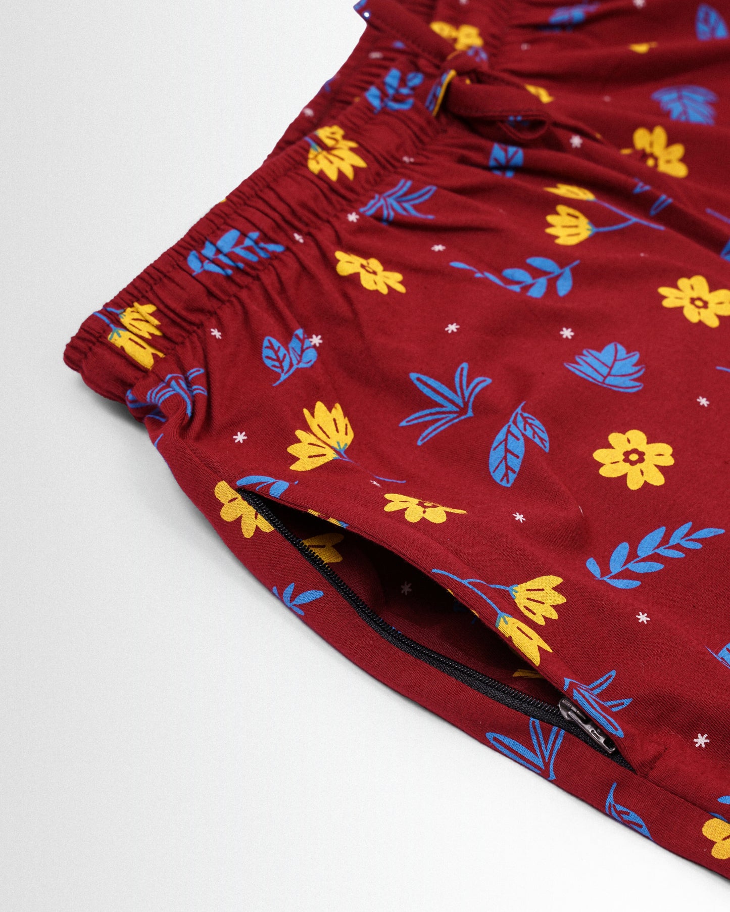 Women's Co ord set Maroon Yellow Flower
