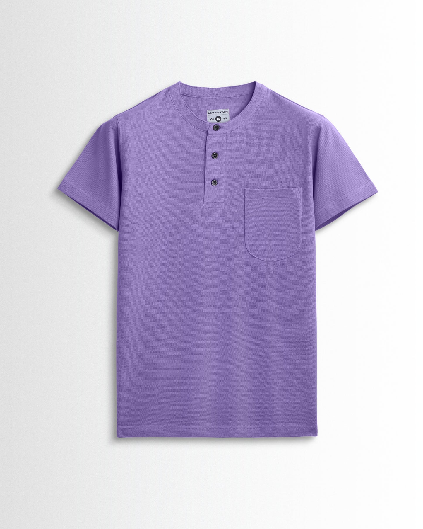 Pure Cotton Henley Pocket T shirts (Lavender)