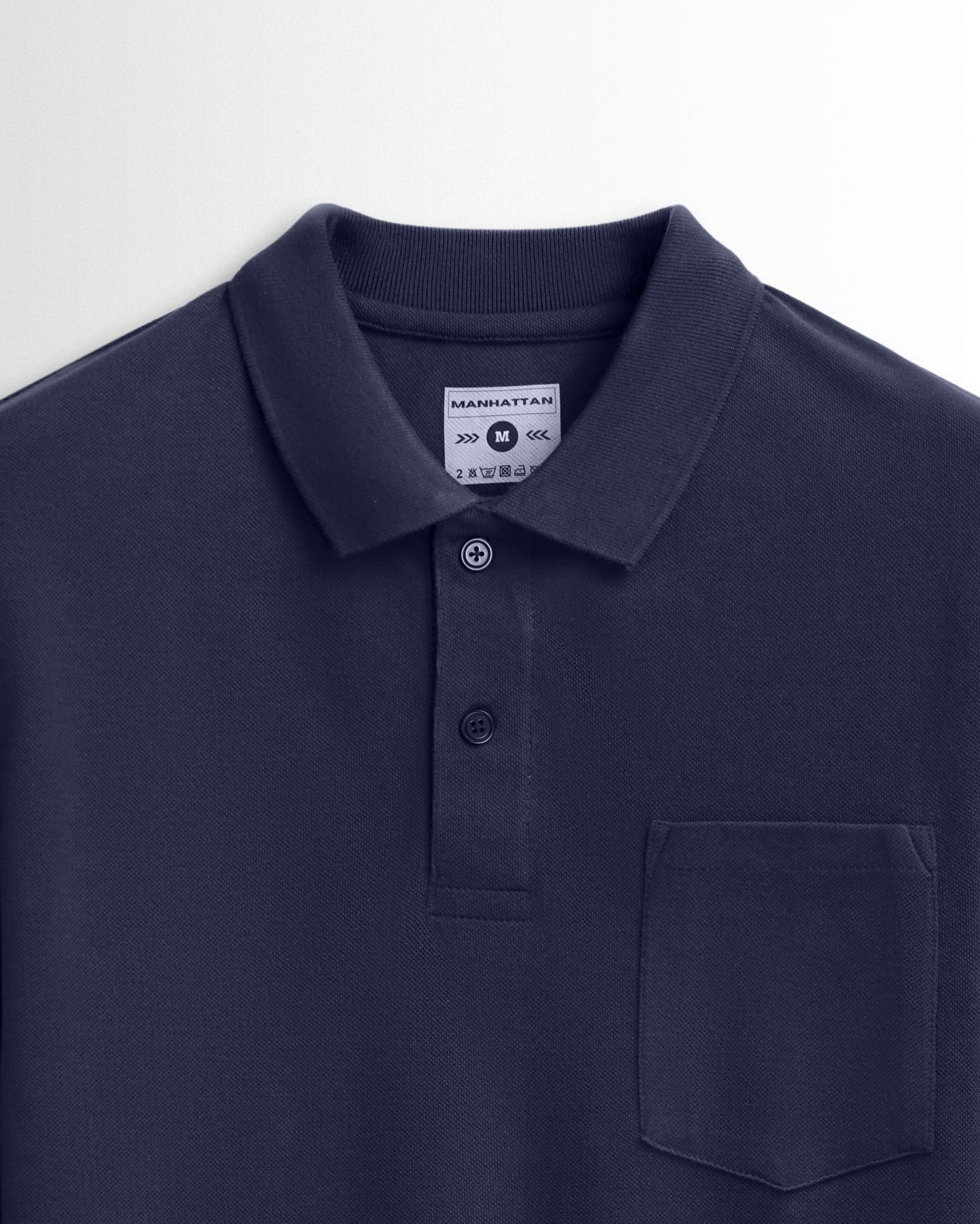 Cotton Polo Full Sleeve Unisex Navy Pocket
