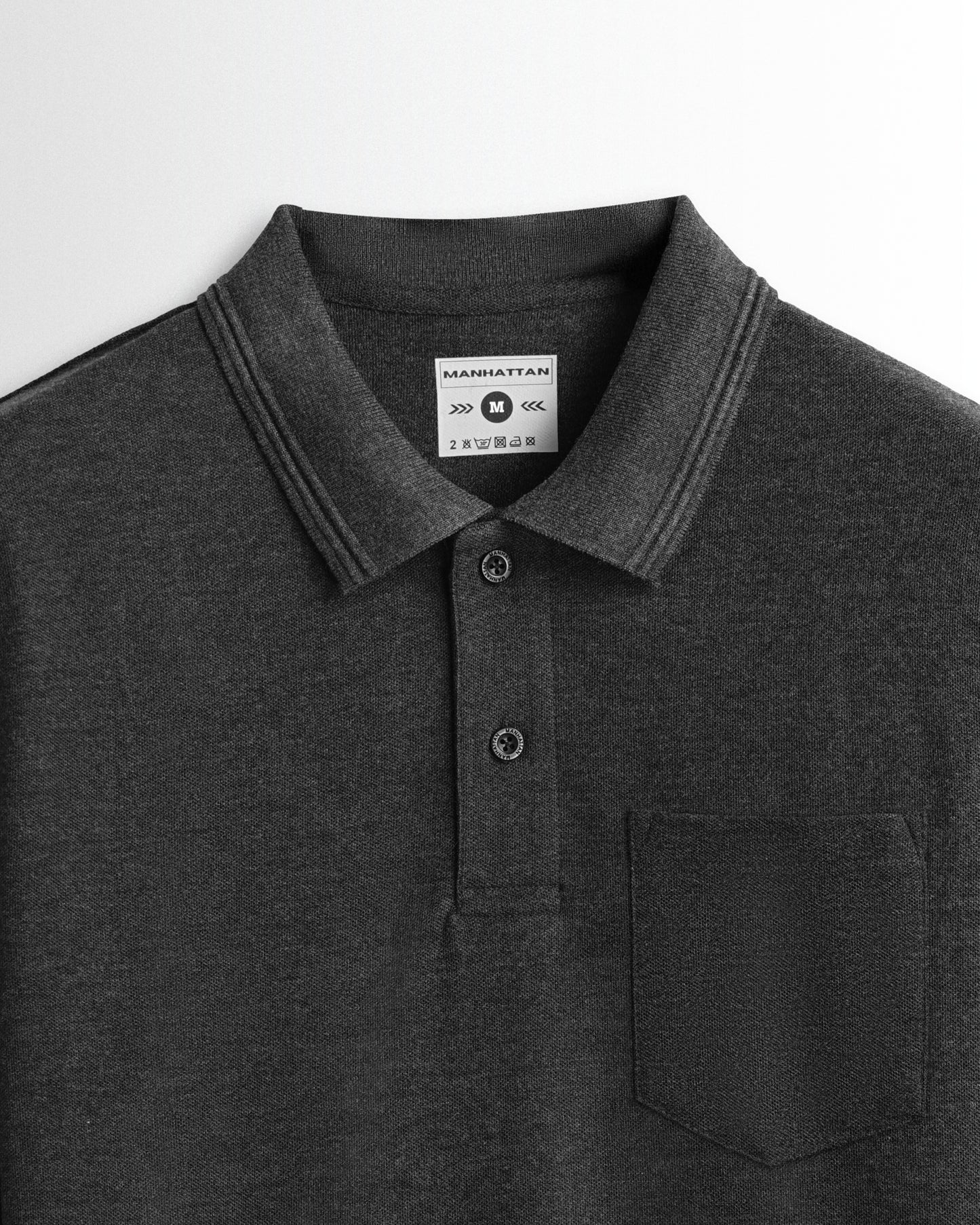 Rich in Cotton Polo Full Sleeve Unisex Dark Grey Pocket