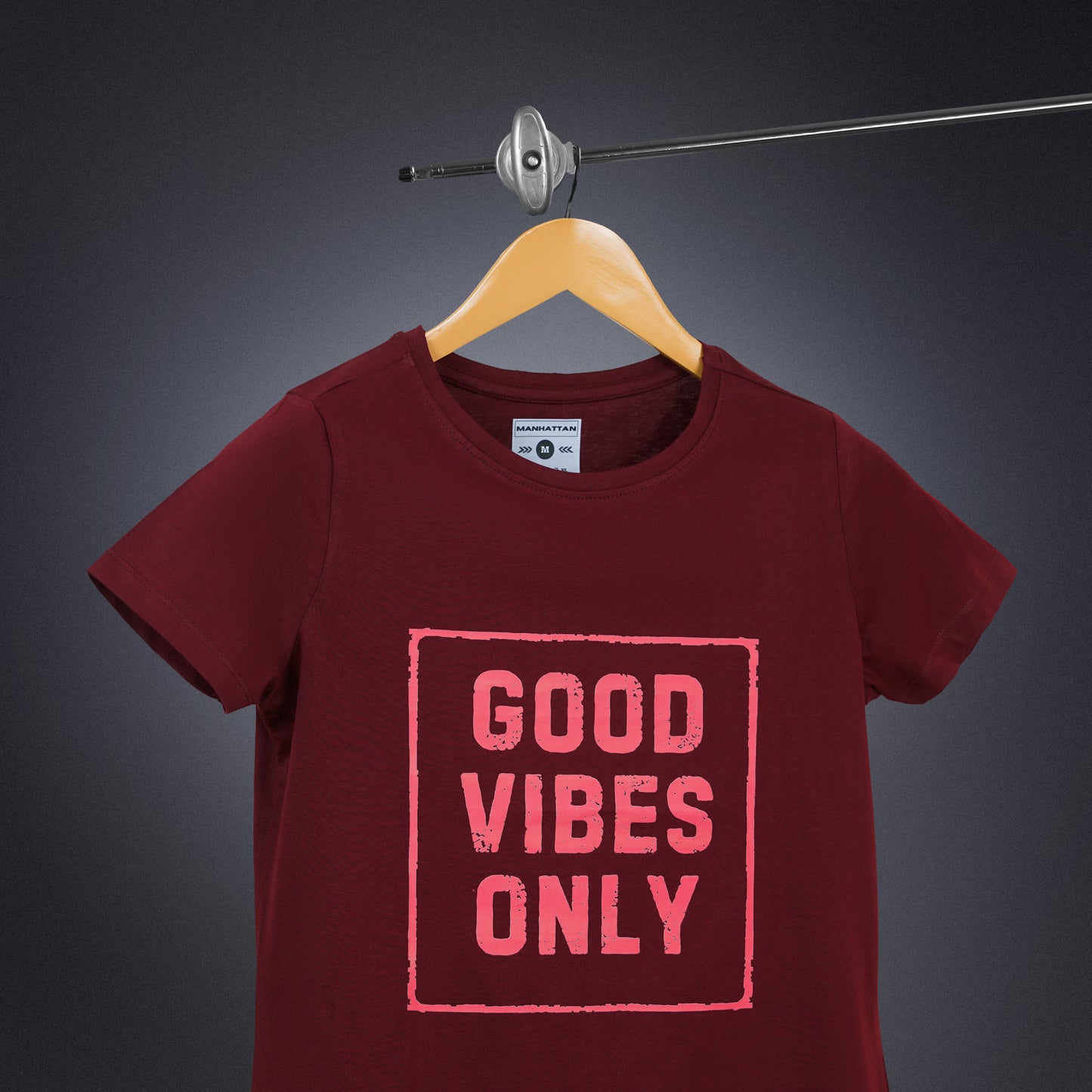 Womens Round Neck Regular Fit Maroon T Shirts