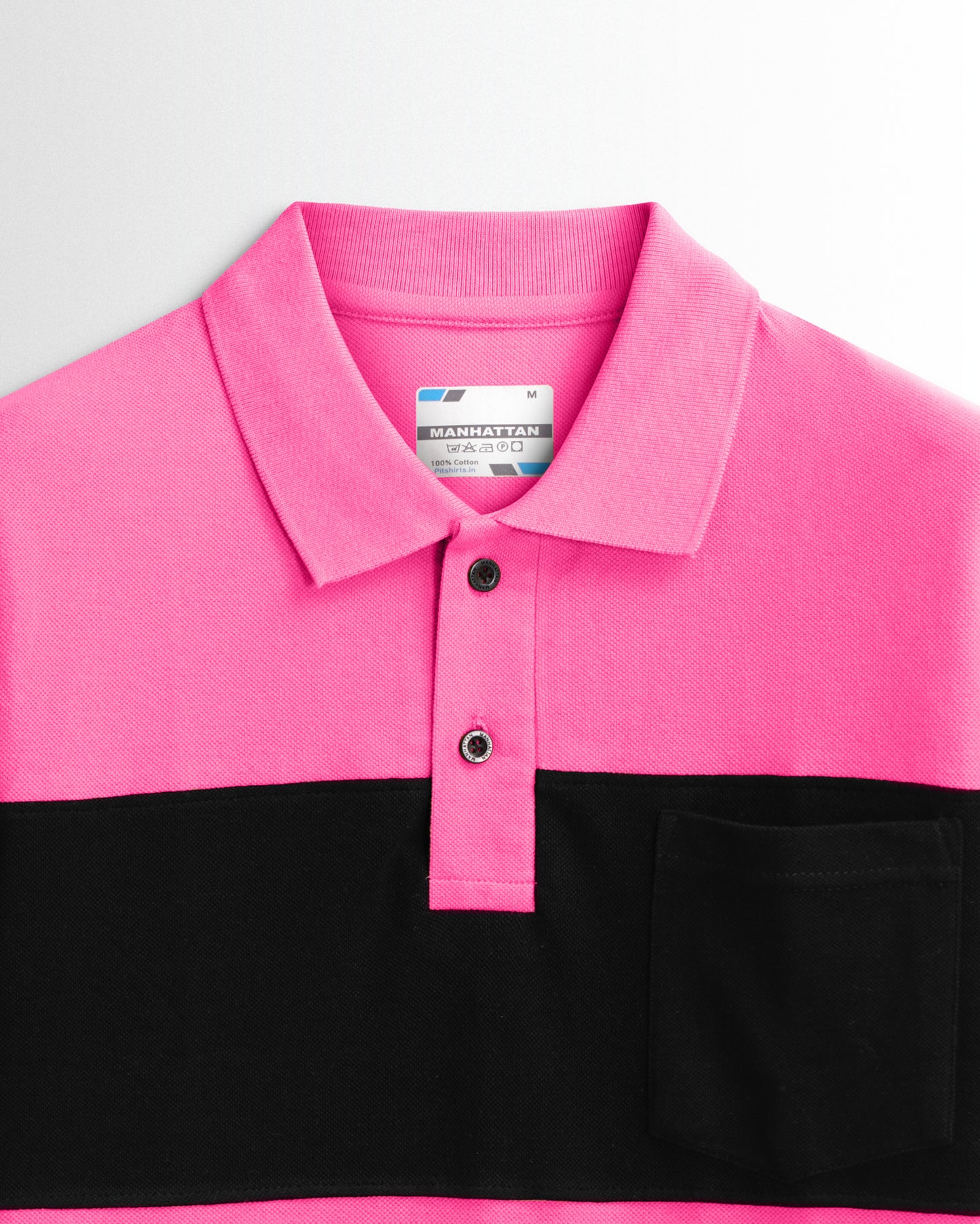 Pure Cotton Polo Pocket T shirts (Dark Pink/Black) Cut & Sew