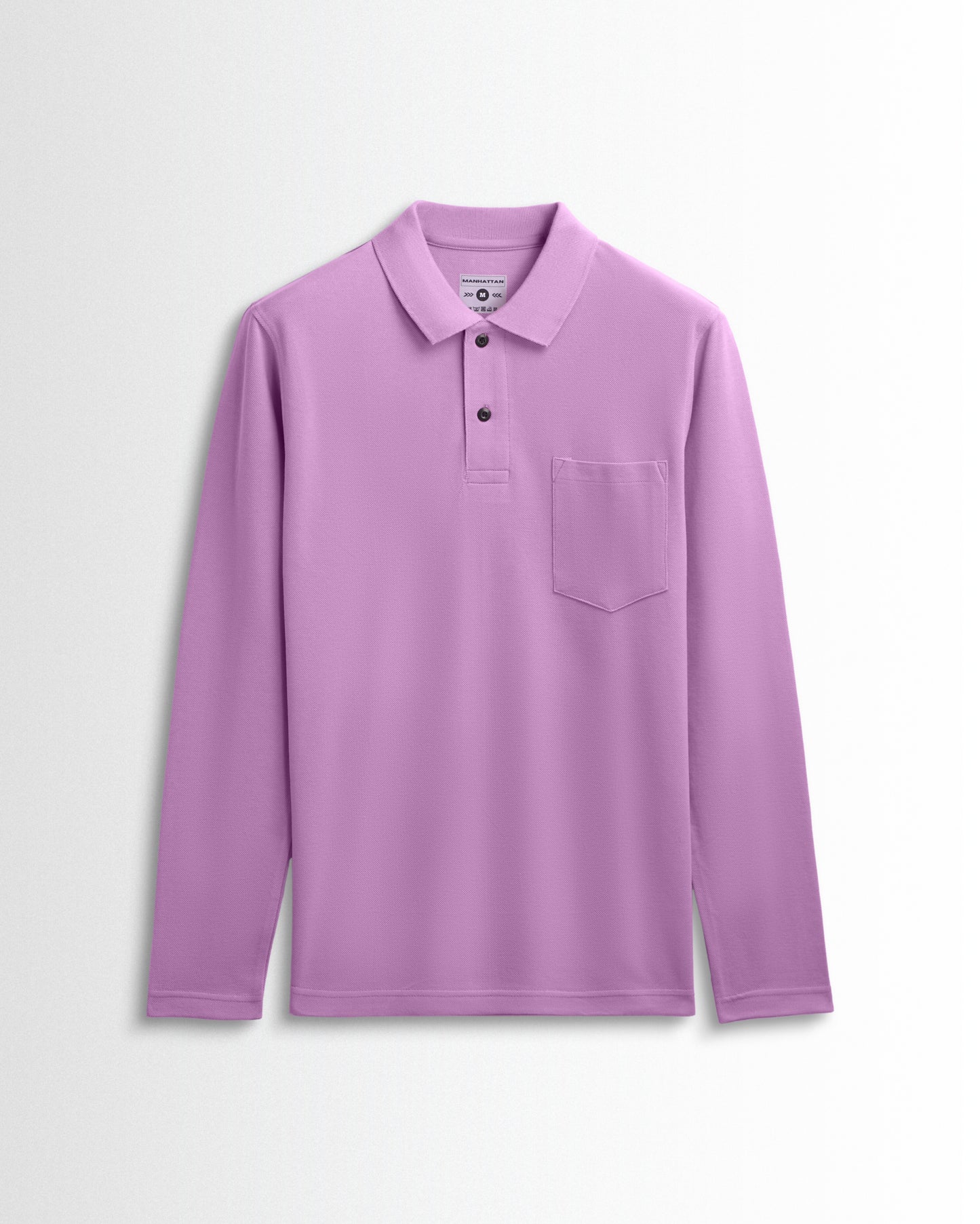 Cotton Polo Full Sleeve Unisex Lilac Pocket