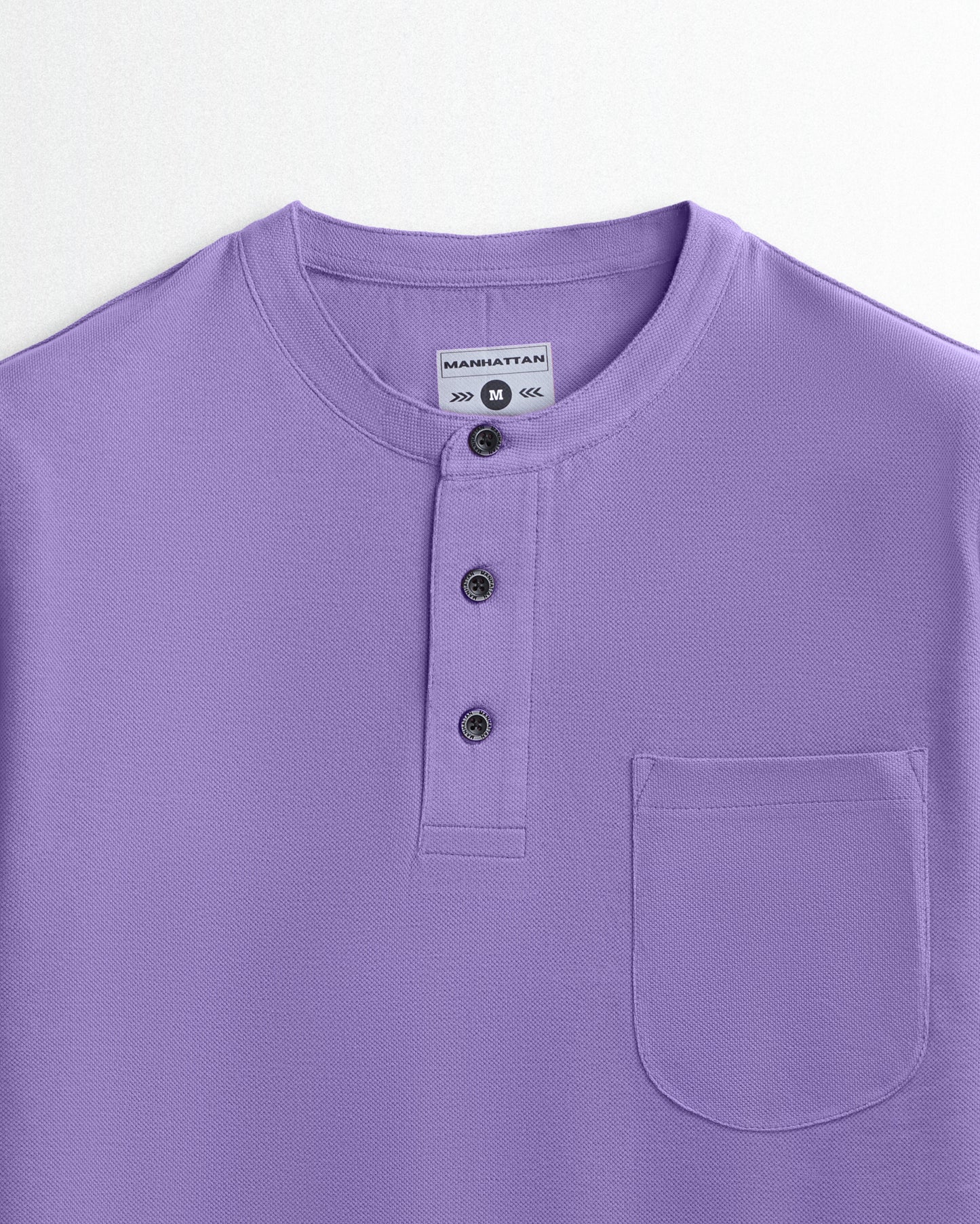 Pure Cotton Henley Pocket T shirts (Lavender)