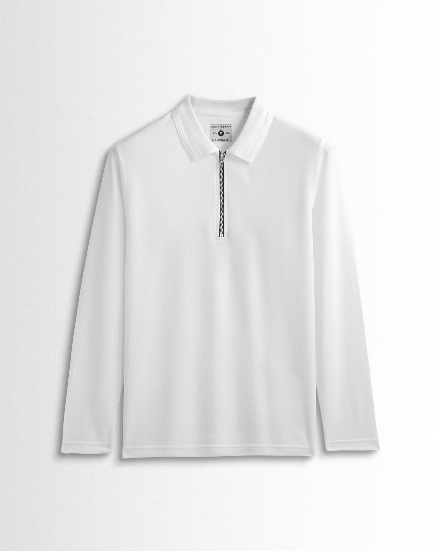 Polo Full Sleeve Silver Zipper White Unisex