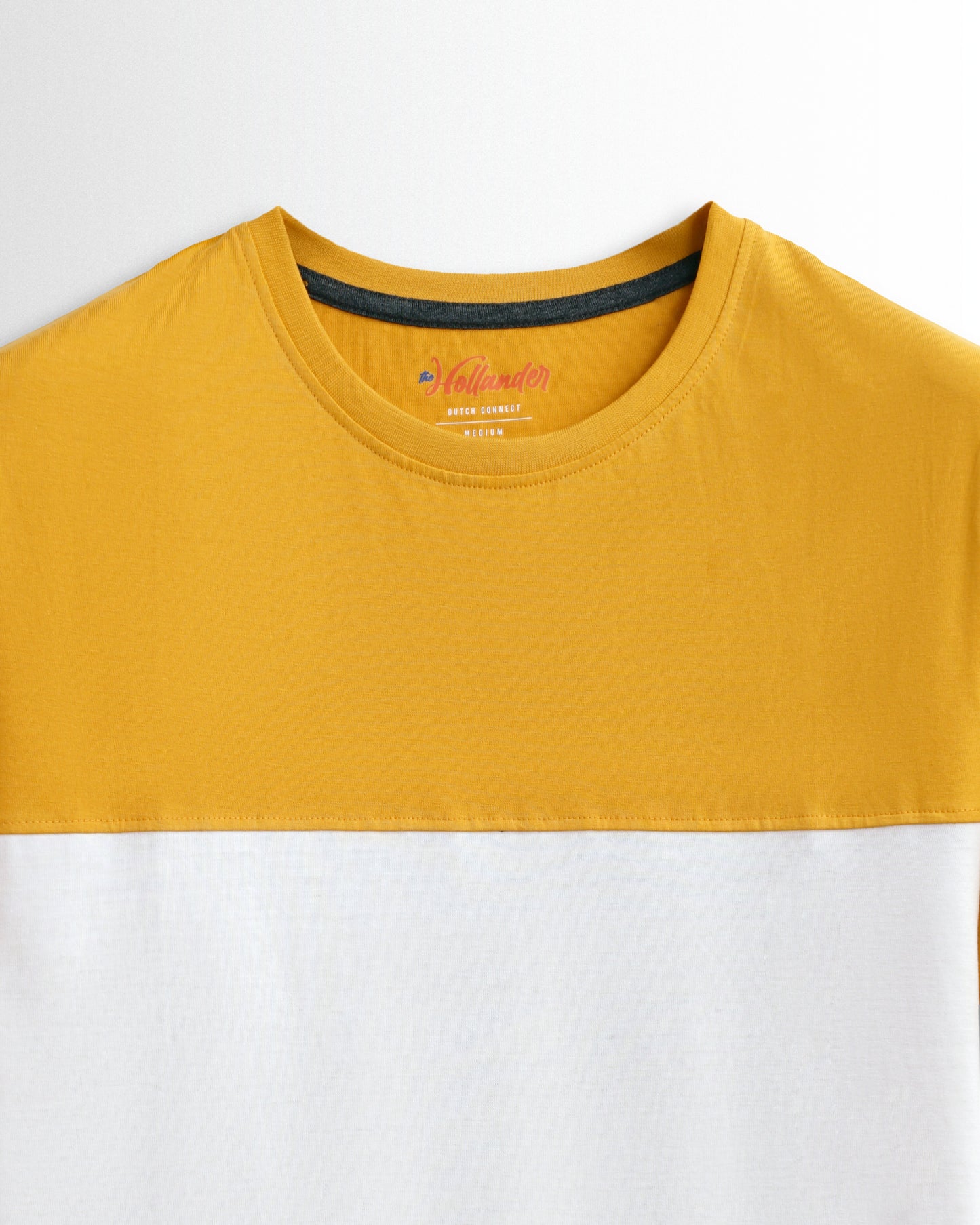 Round Neck Yellow White D.Grey Cut and Sew