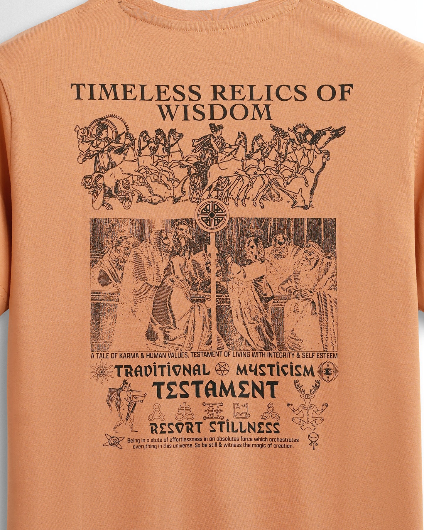 Round Neck Light Orange Printed