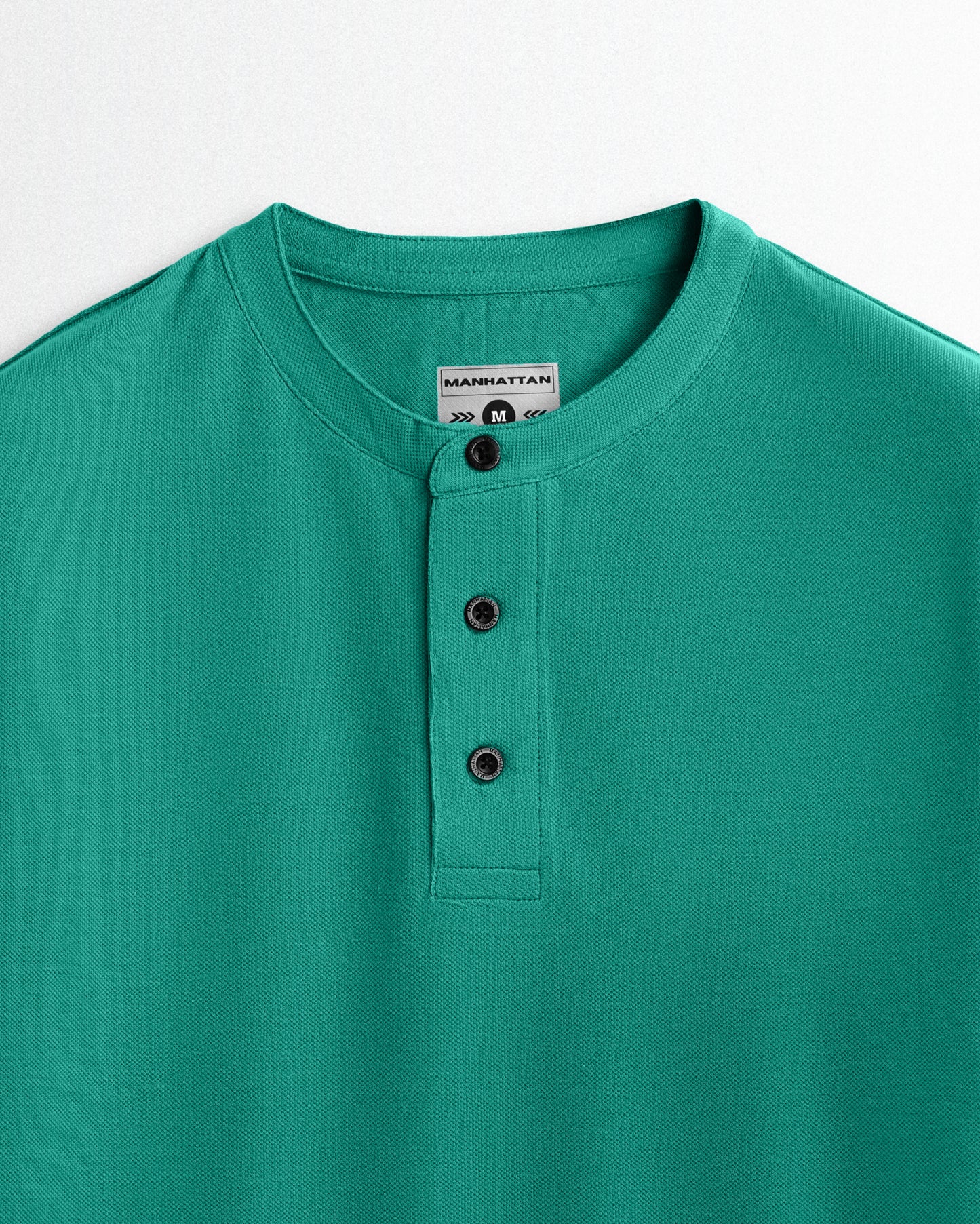 Pure Cotton Henley Without Pocket T Shirts (Jade Green)