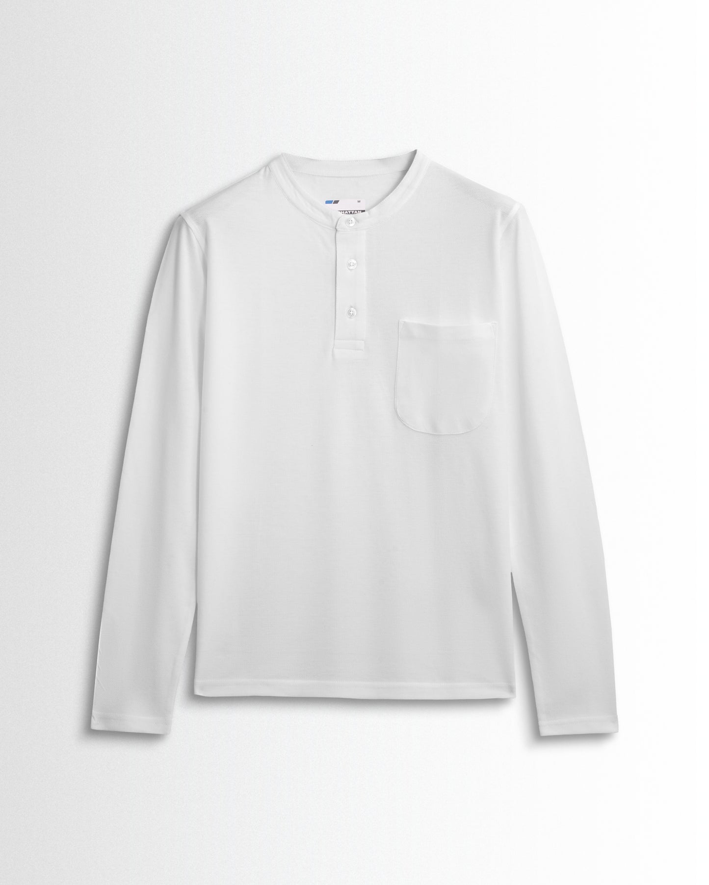 Henley Pocket Full Sleeve White