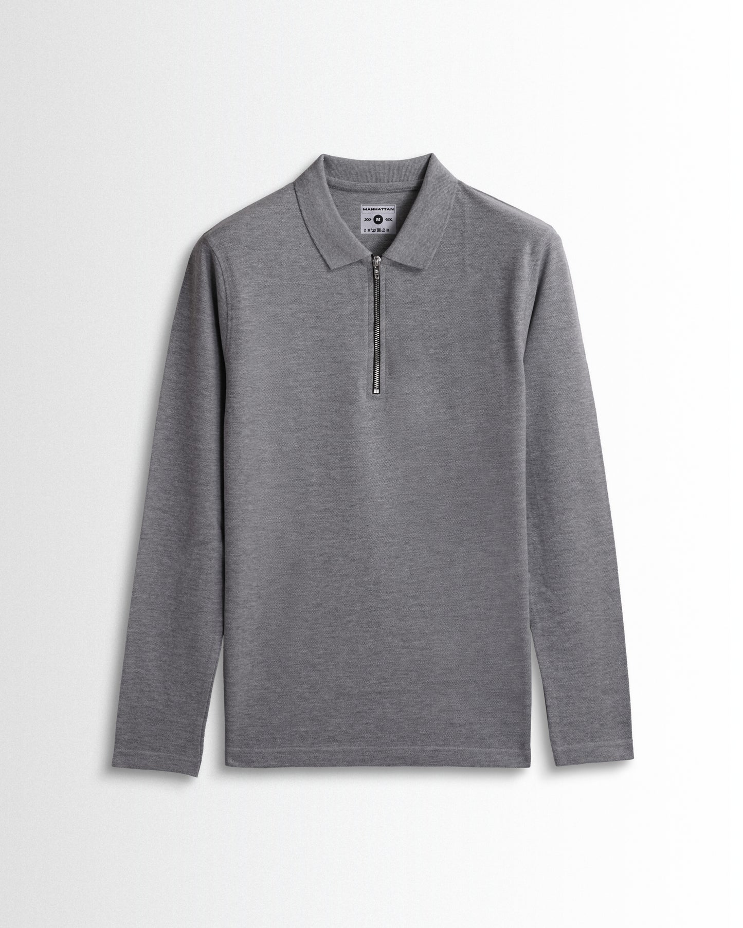 Polo Full Sleeve Silver Zipper Silver Grey Unisex