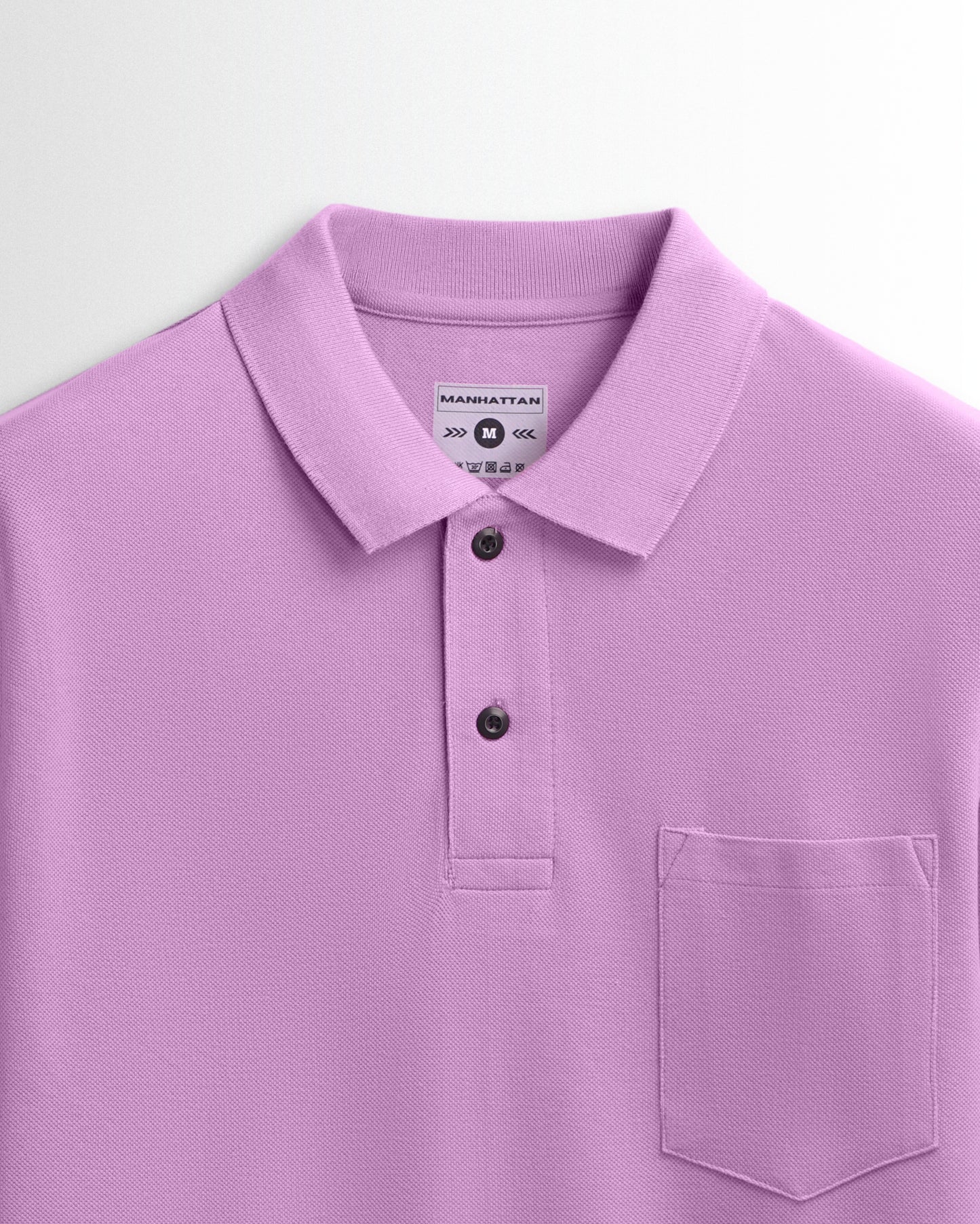 Cotton Polo Full Sleeve Unisex Lilac Pocket