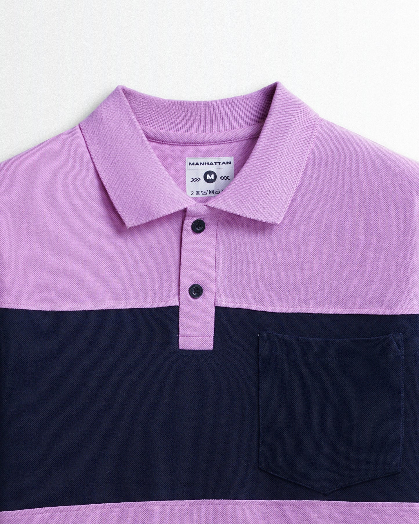 Pure Cotton Polo Pocket T shirts (Lavender/Navy) Cut & Sew
